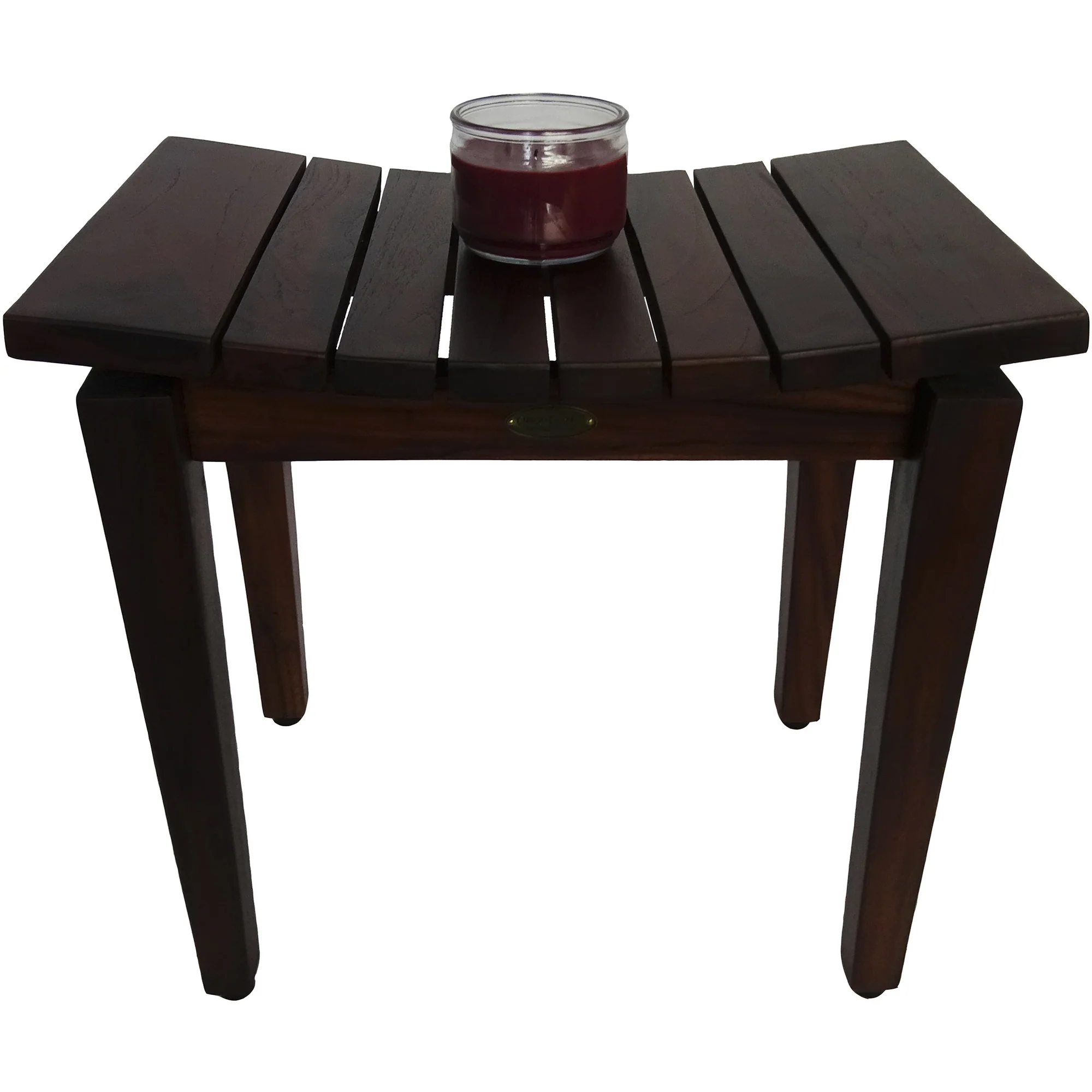 Contemporary Flared Teak Shower Stool or Bench in Brown Finish By Homeroots - Image 4