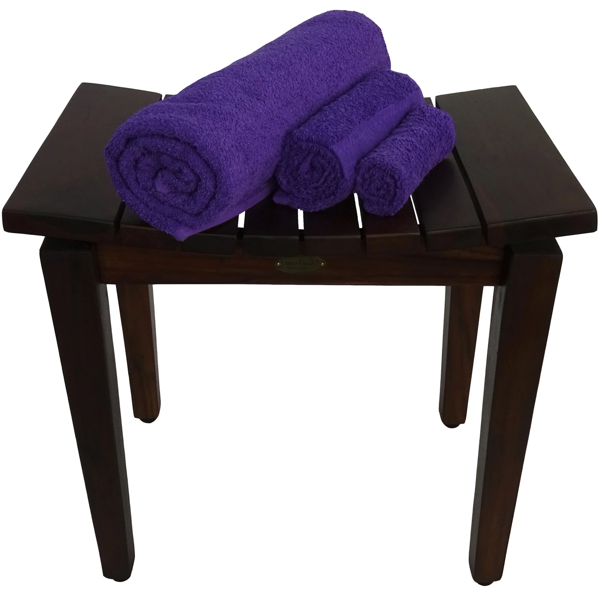 Contemporary Flared Teak Shower Stool or Bench in Brown Finish By Homeroots - Image 5