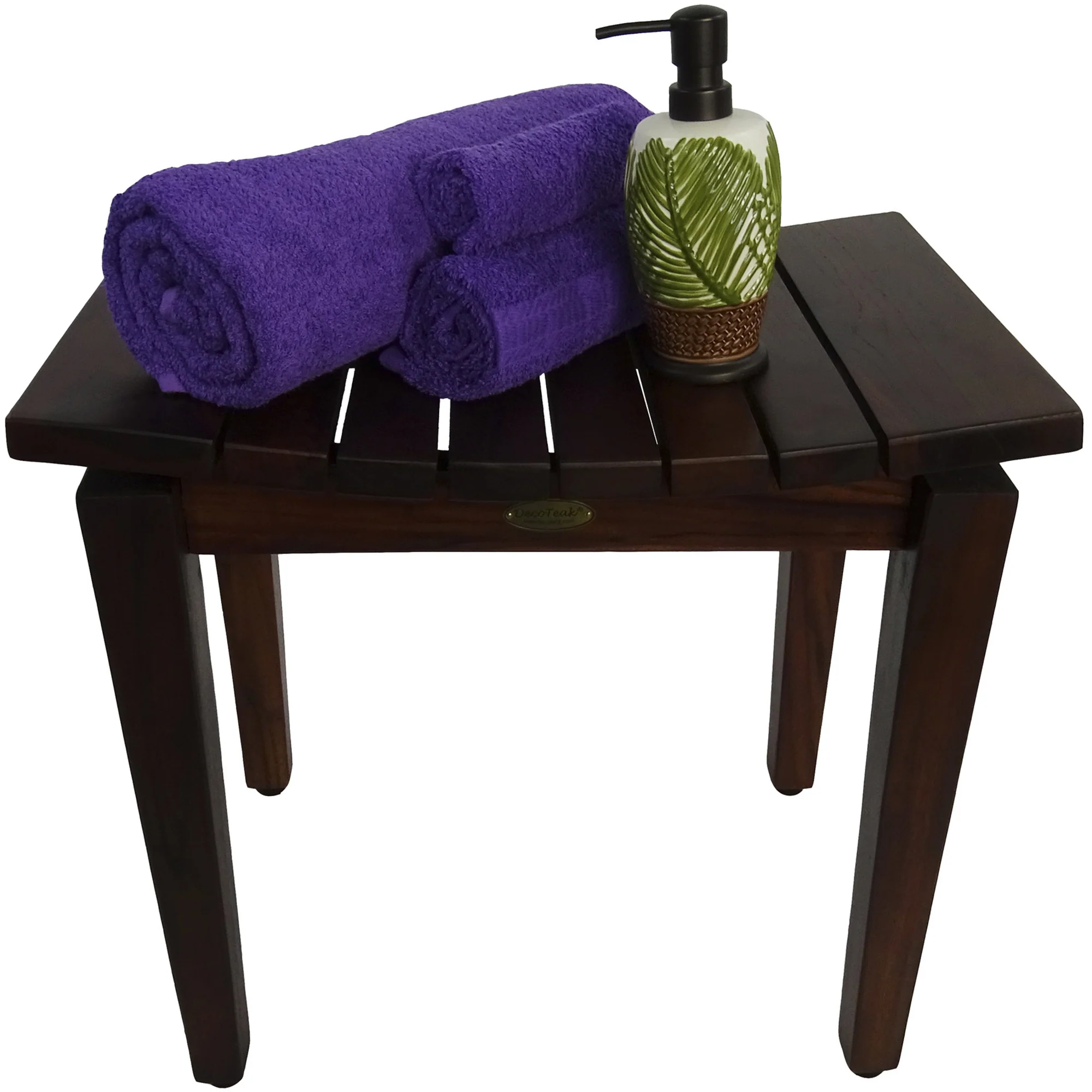 Contemporary Flared Teak Shower Stool or Bench in Brown Finish By Homeroots - Image 6