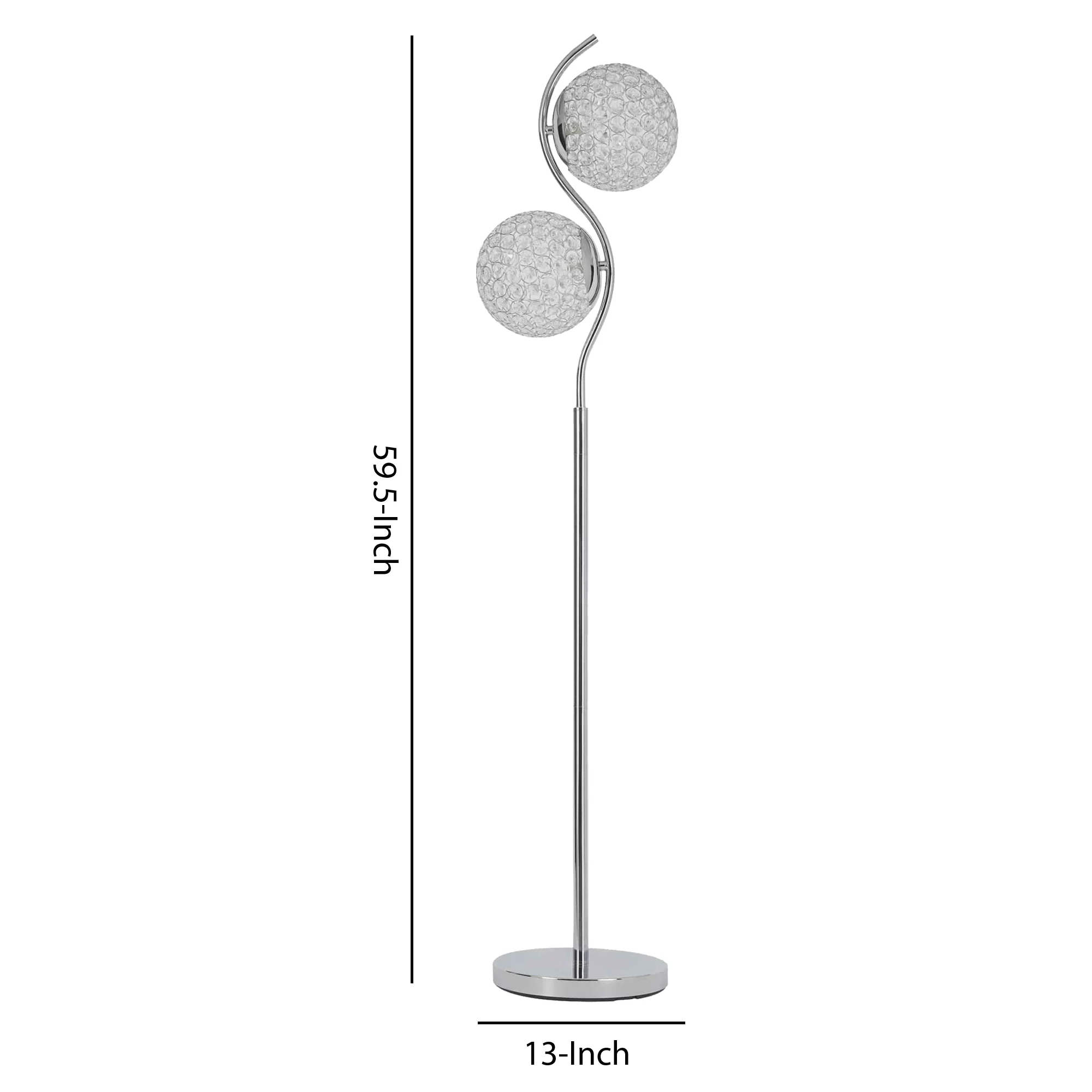 Contemporary Floor Lamp With Metal And Acrylic Ball Shades, Silver By Benzara - Image 5