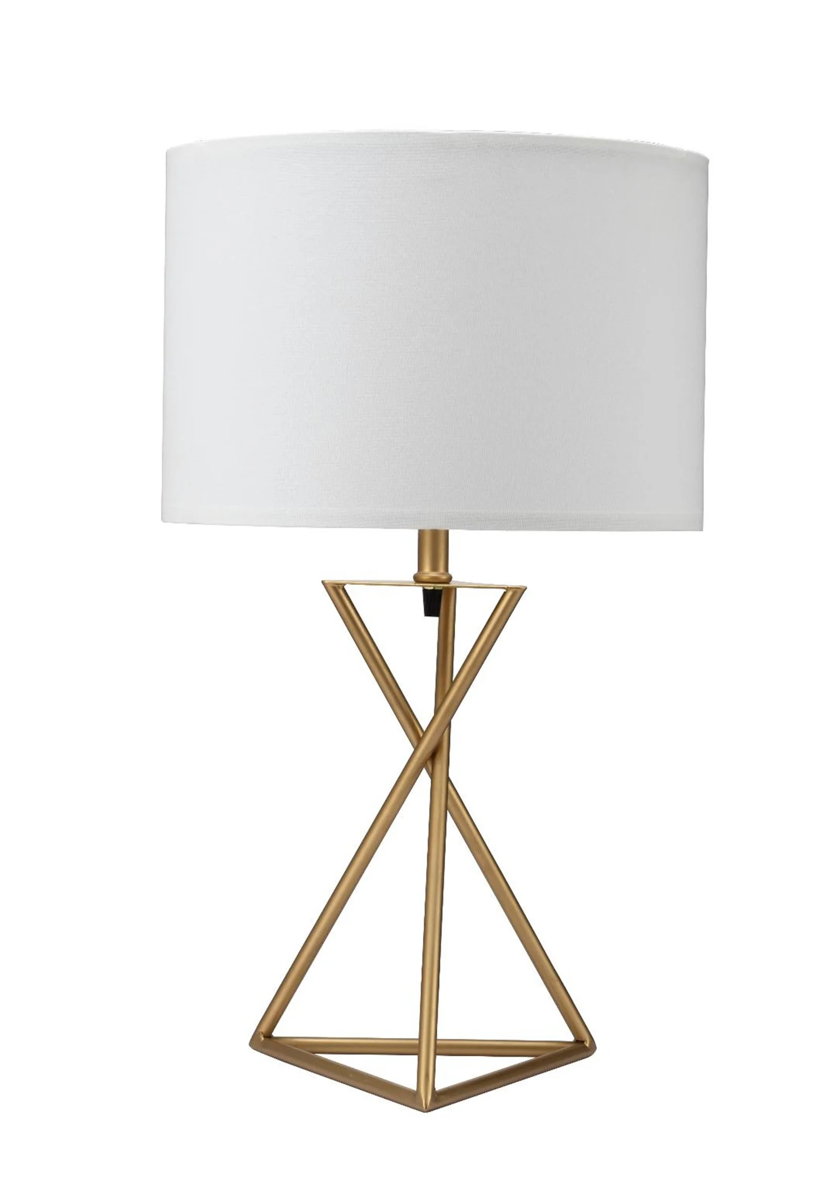 Contemporary Gold Geo Table Lamp with White Shade By Homeroots - Image 2