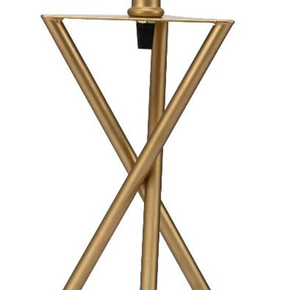 Contemporary Gold Geo Table Lamp with White Shade By Homeroots - Image 6