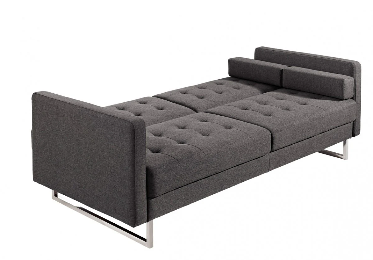 Contemporary Grey Sofa Bed With Steel Legs By Homeroots - Image 2