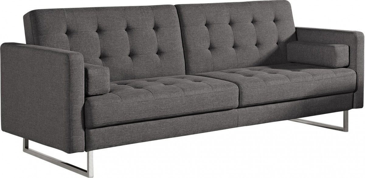 Contemporary Grey Sofa Bed With Steel Legs By Homeroots - Image 4