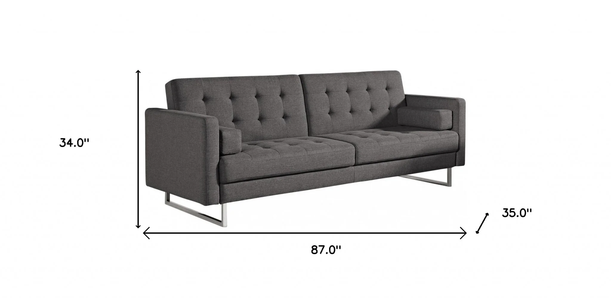Contemporary Grey Sofa Bed With Steel Legs By Homeroots - Image 5
