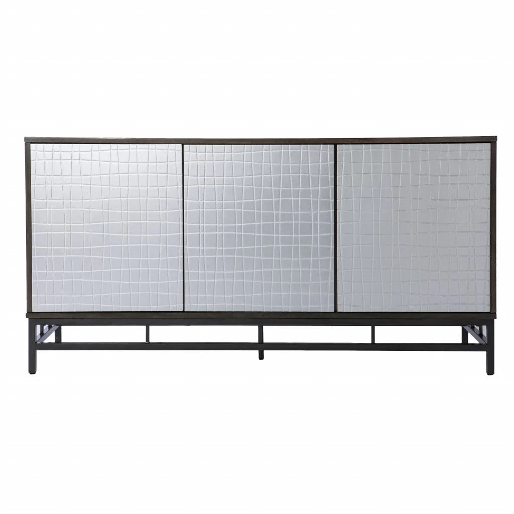 Contemporary Grid Lines Three Door Accent Cabinet By Homeroots - Image 4