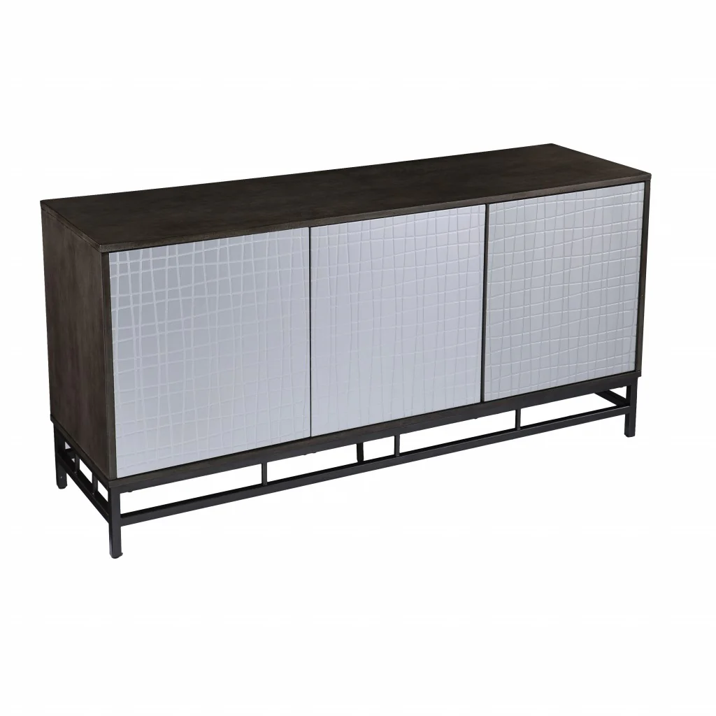 Contemporary Grid Lines Three Door Accent Cabinet By Homeroots - Image 5