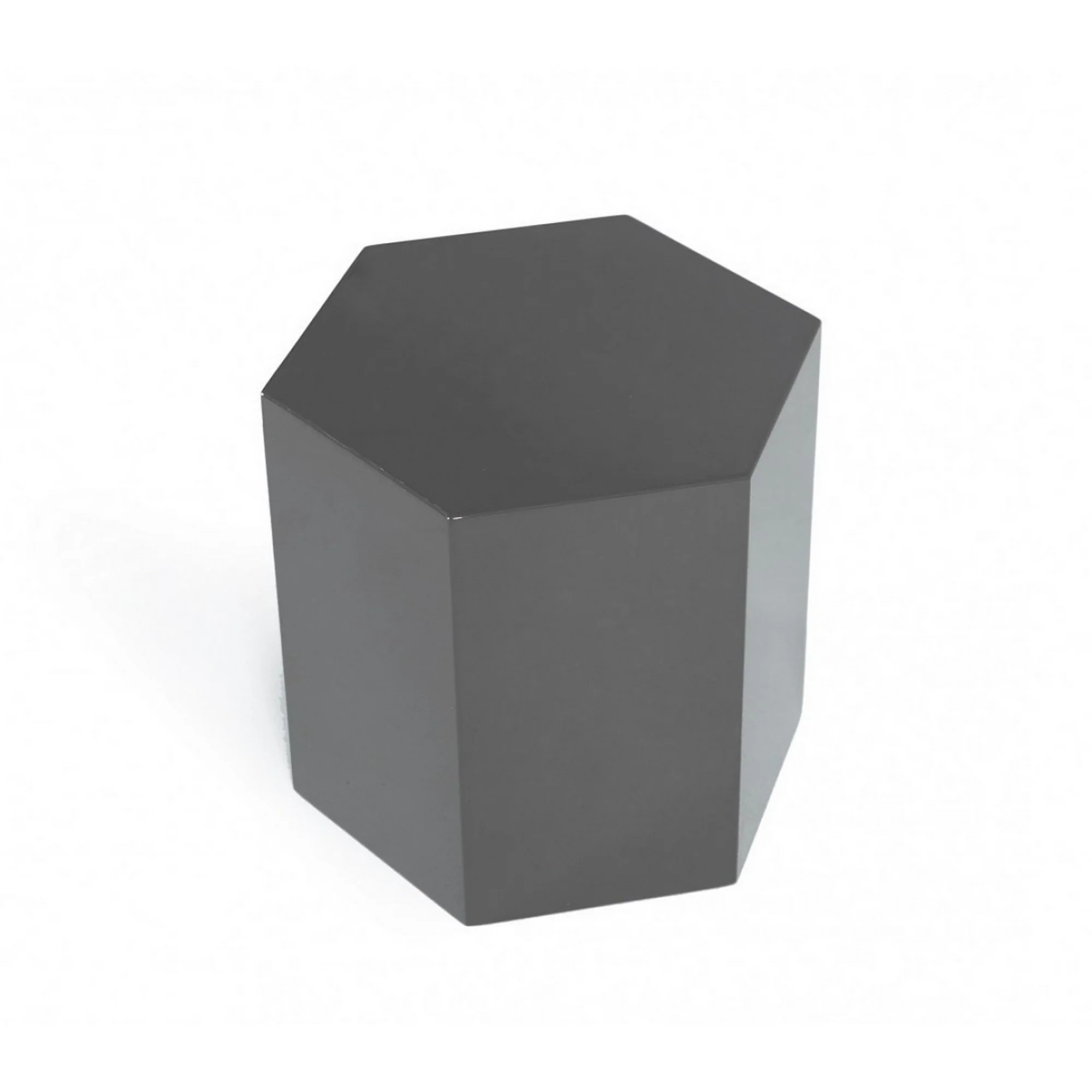 Contemporary High Gloss Hexagonal Wooden End Table, Medium, Gray By Benzara - Image 2