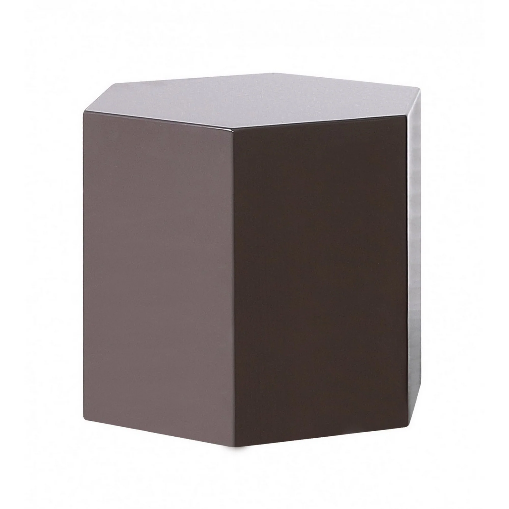 Contemporary High Gloss Hexagonal Wooden End Table, Medium, Gray By Benzara - Image 3