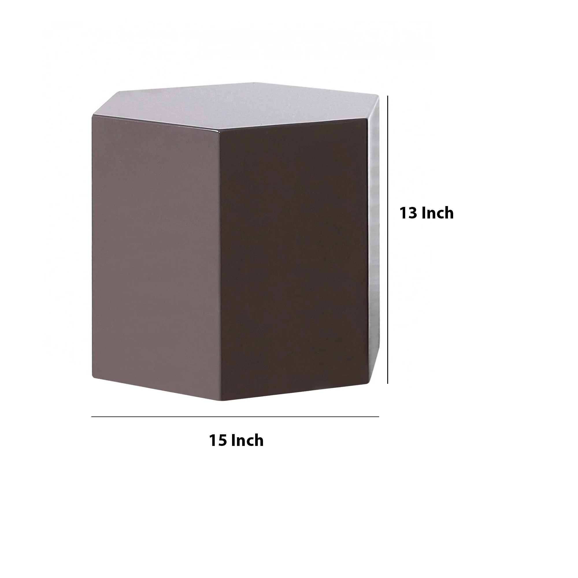 Contemporary High Gloss Hexagonal Wooden End Table, Medium, Gray By Benzara - Image 4