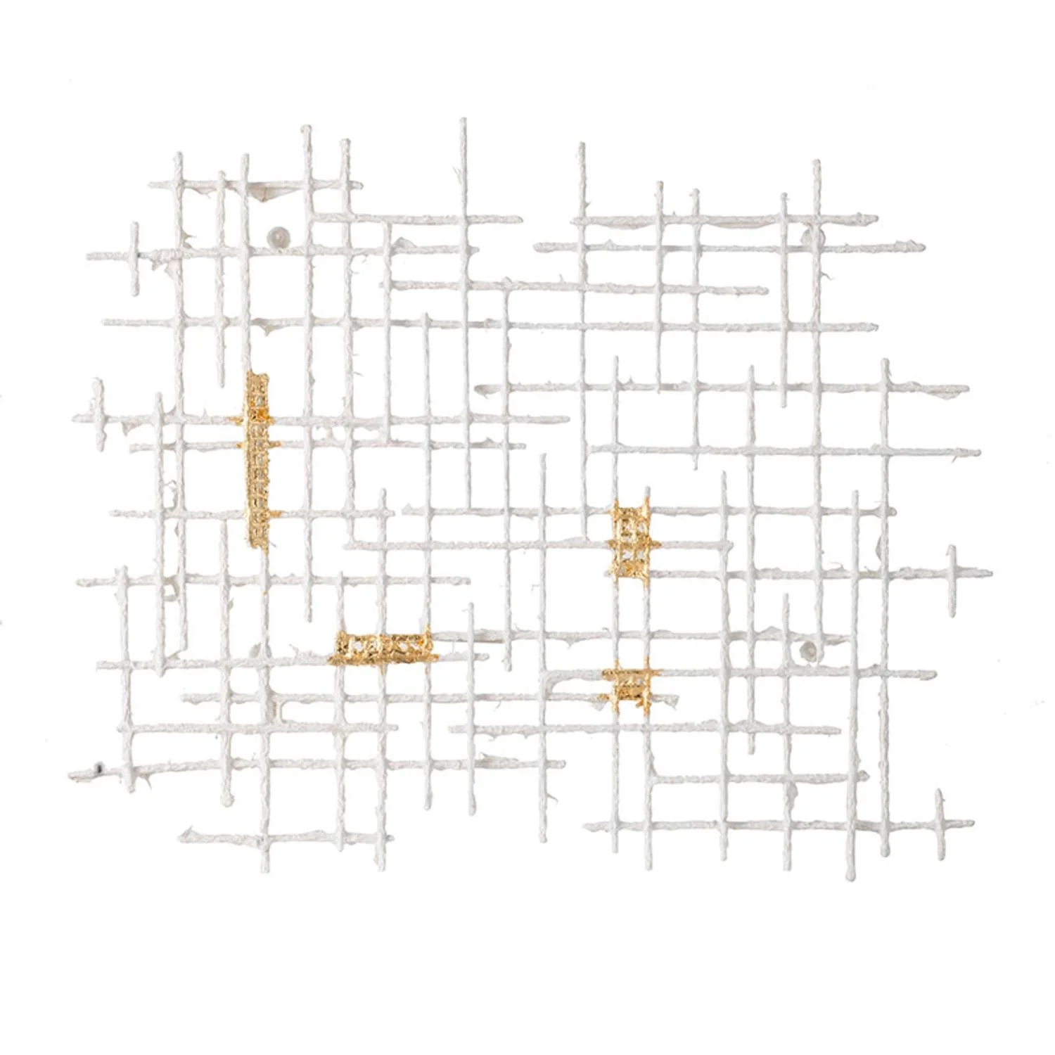 Contemporary Large White and Gold Geo Grid Wall Art By Homeroots - Image 2