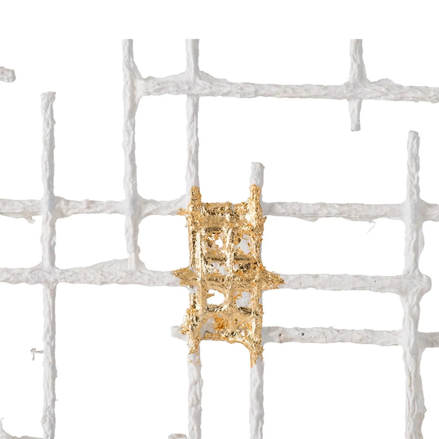 Contemporary Large White and Gold Geo Grid Wall Art By Homeroots - Image 3
