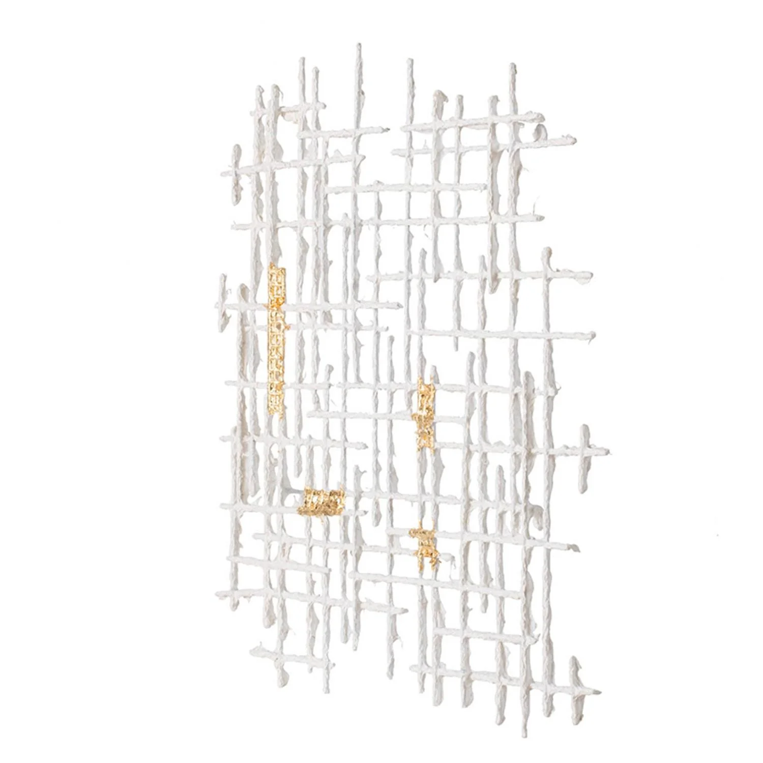 Contemporary Large White and Gold Geo Grid Wall Art By Homeroots - Image 4