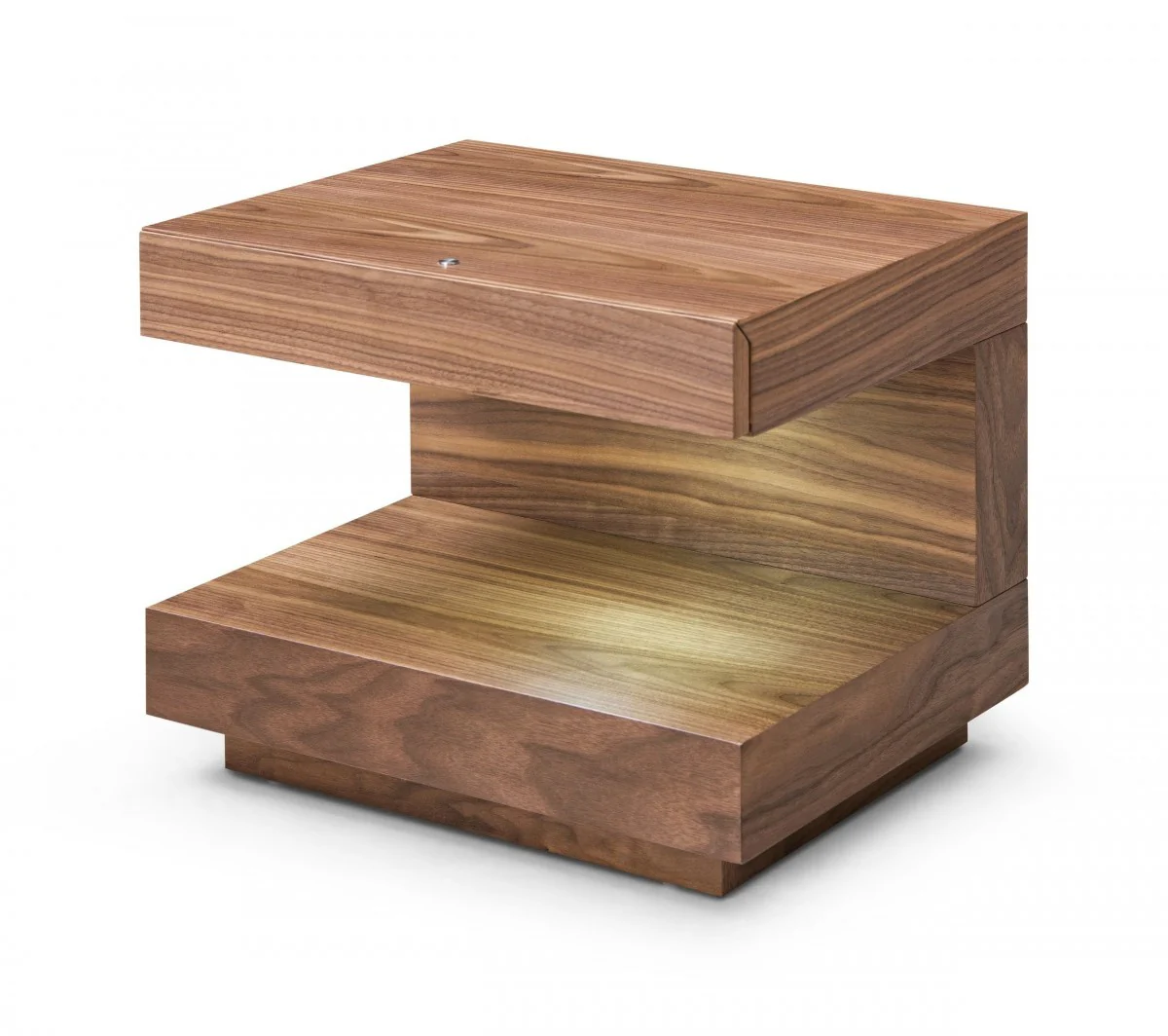 Contemporary Led Lit Walnut Nightstand With One Drawer By Homeroots - Image 2