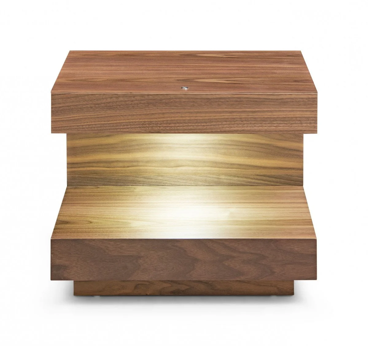 Contemporary Led Lit Walnut Nightstand With One Drawer By Homeroots - Image 4