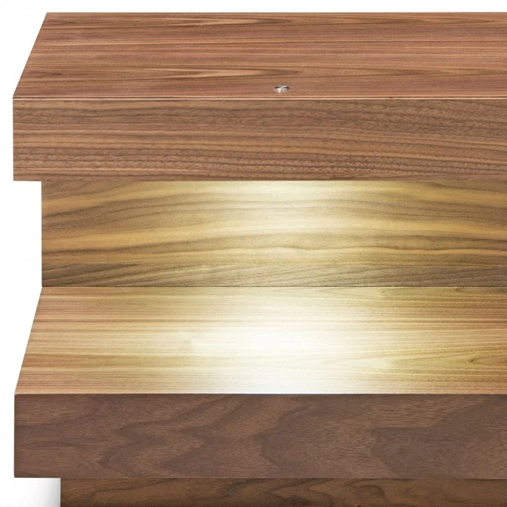 Contemporary Led Lit Walnut Nightstand With One Drawer By Homeroots - Image 5