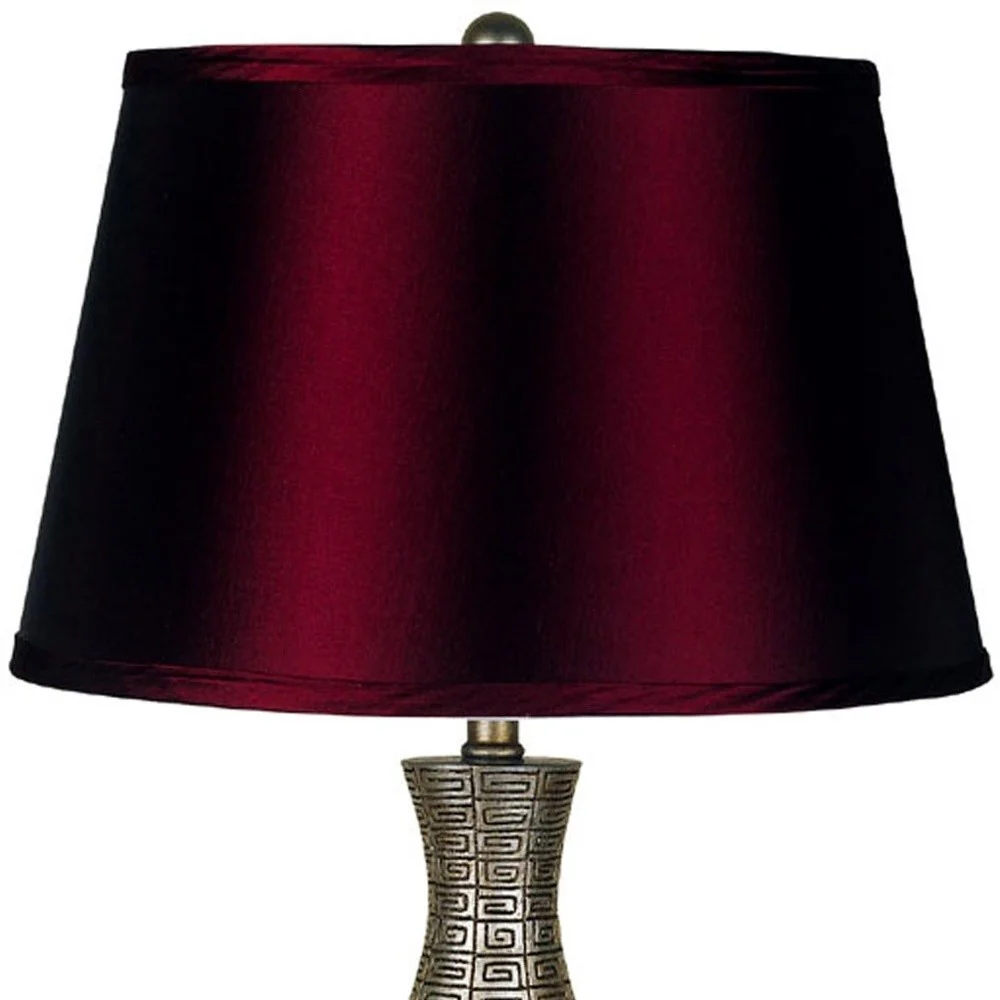 Contemporary Maroon Table Lamp By Homeroots - Image 3