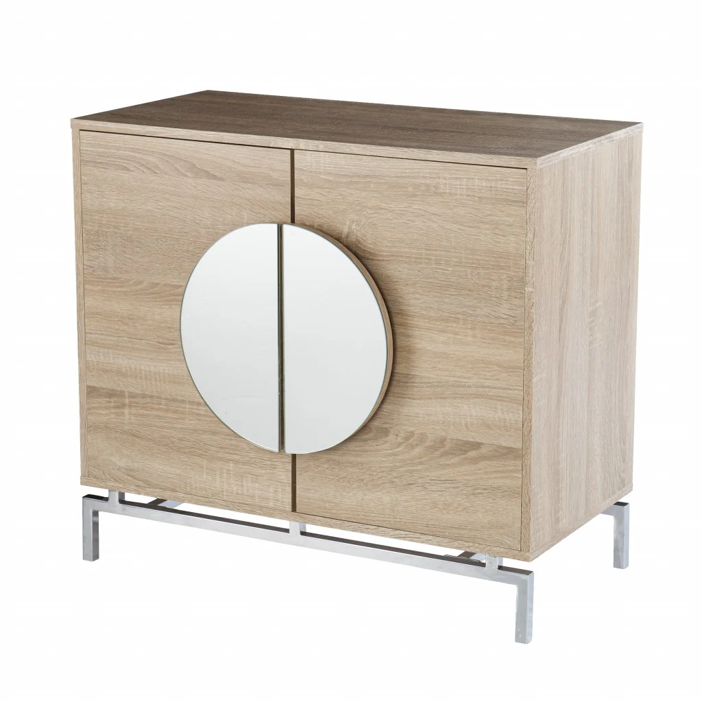 Contemporary Mirrored Circle Double Door Bar Cabinet By Homeroots - Image 5