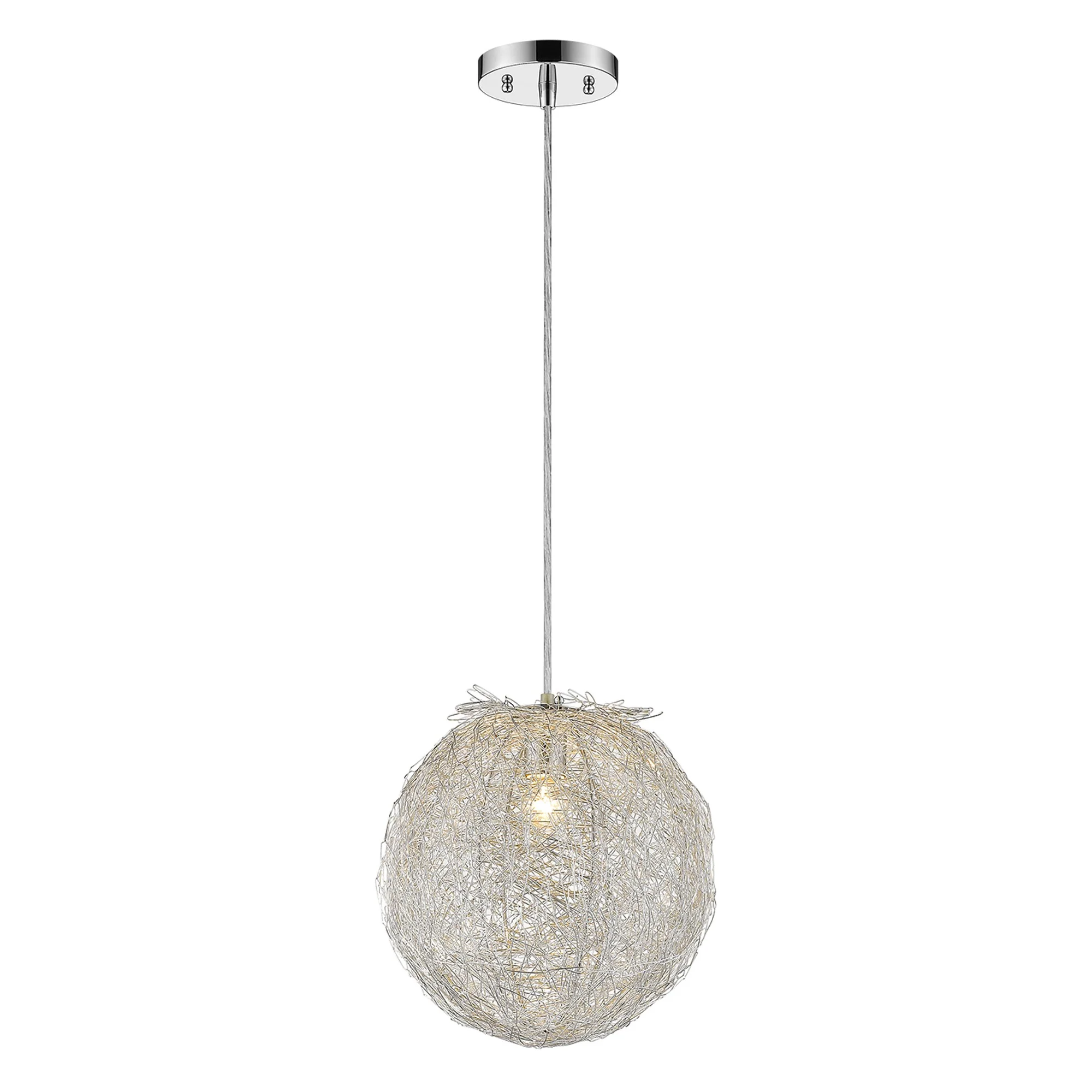 Contemporary Silver Globe Pendant Hanging Light By Homeroots - Image 2