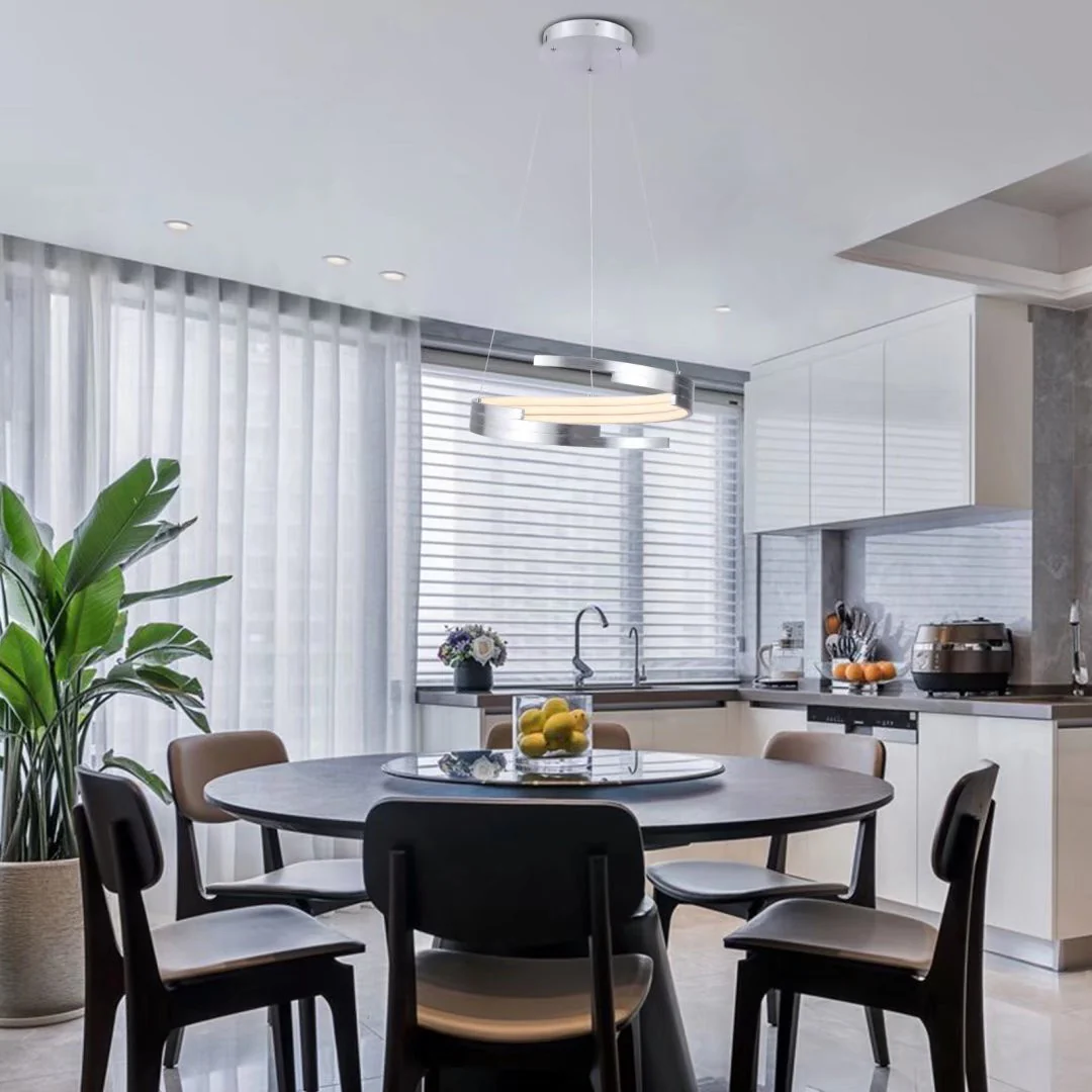 Contemporary Silver LED Circular Spiral Chandelier By Homeroots - Image 4
