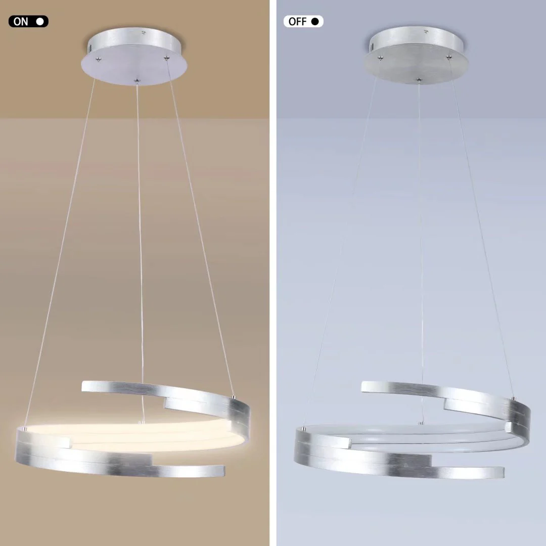 Contemporary Silver LED Circular Spiral Chandelier By Homeroots - Image 7
