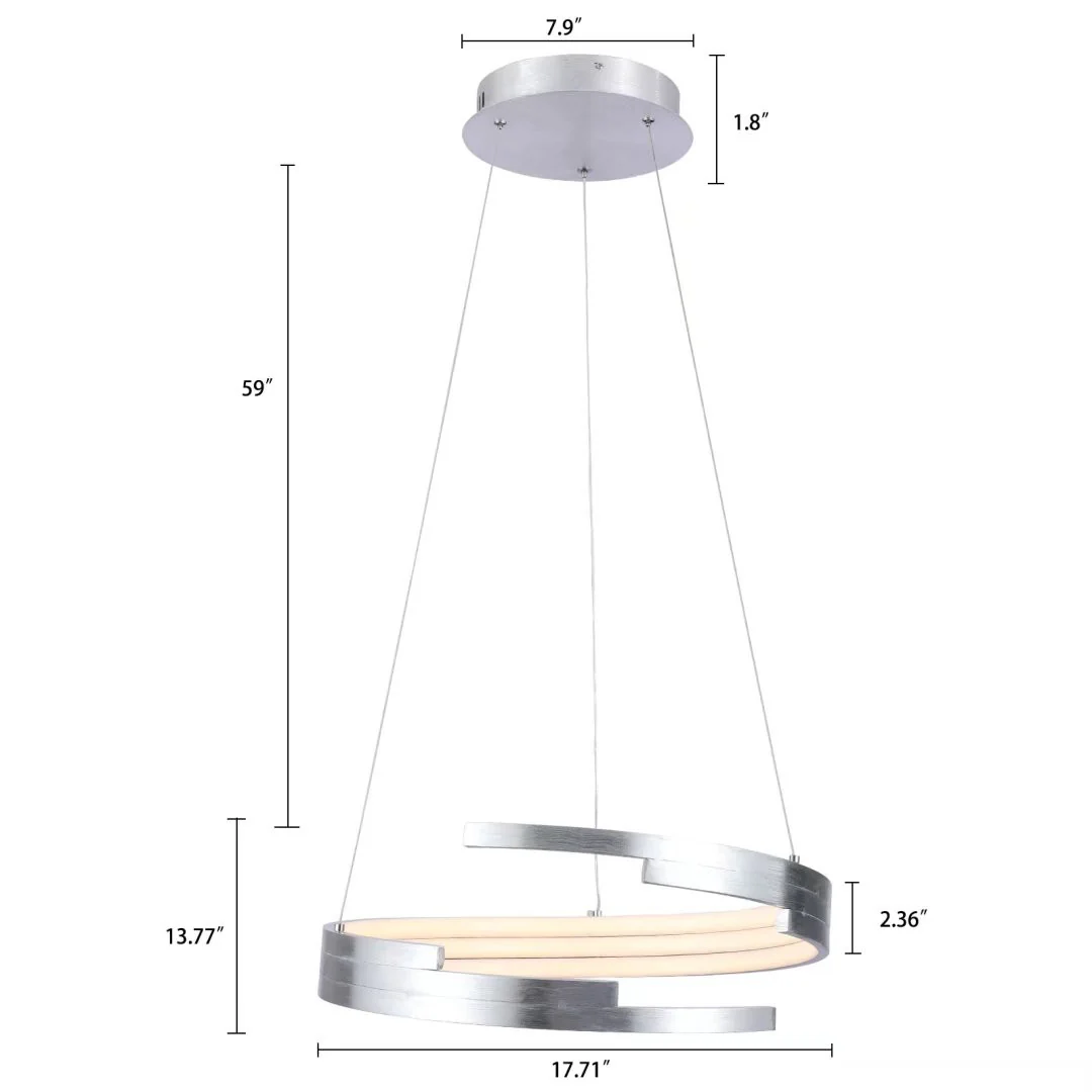 Contemporary Silver LED Circular Spiral Chandelier By Homeroots - Image 8