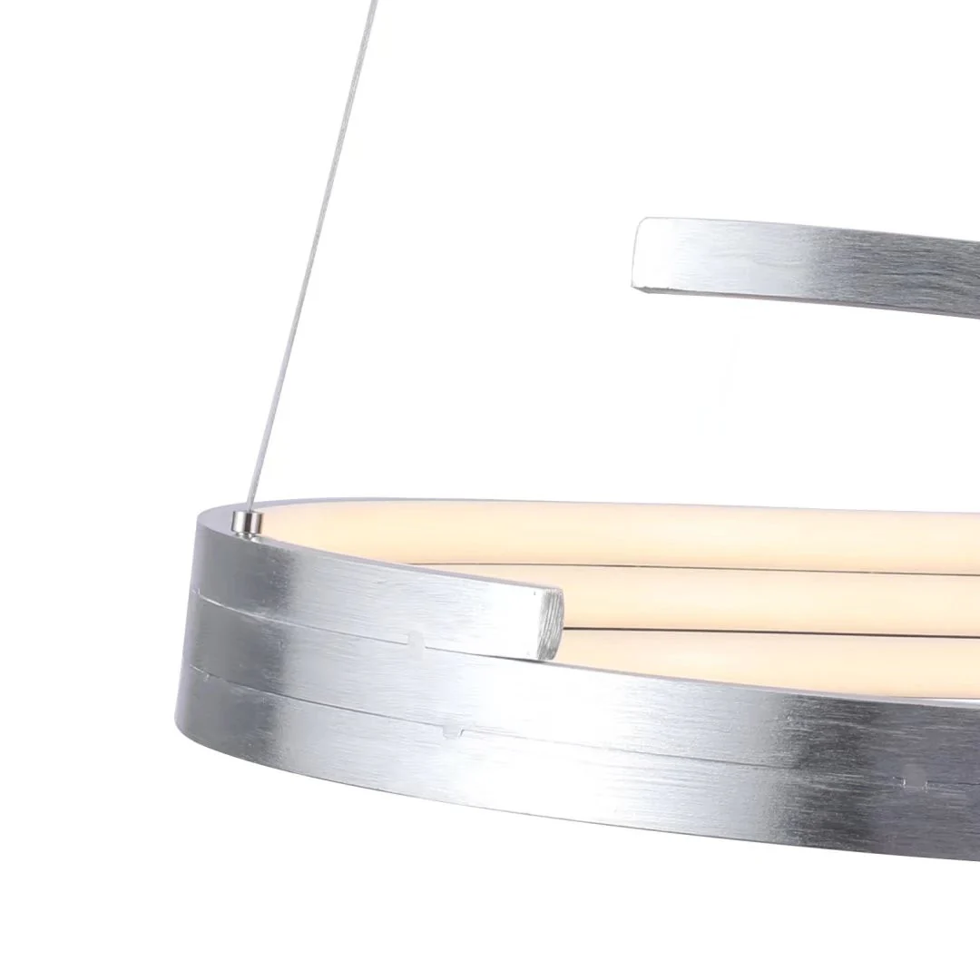 Contemporary Silver LED Circular Spiral Chandelier By Homeroots - Image 9