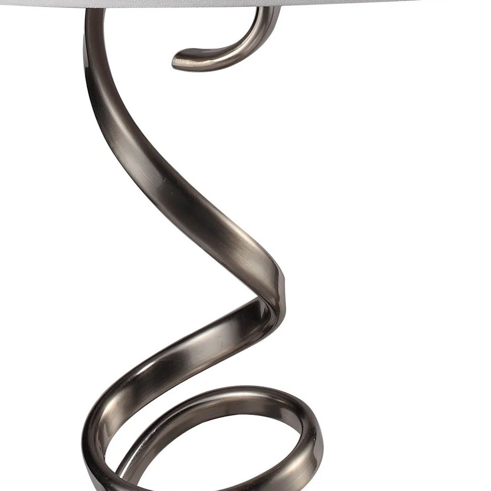 Contemporary Silver Table Lamp with White Shade By Homeroots - 468496 - Image 3