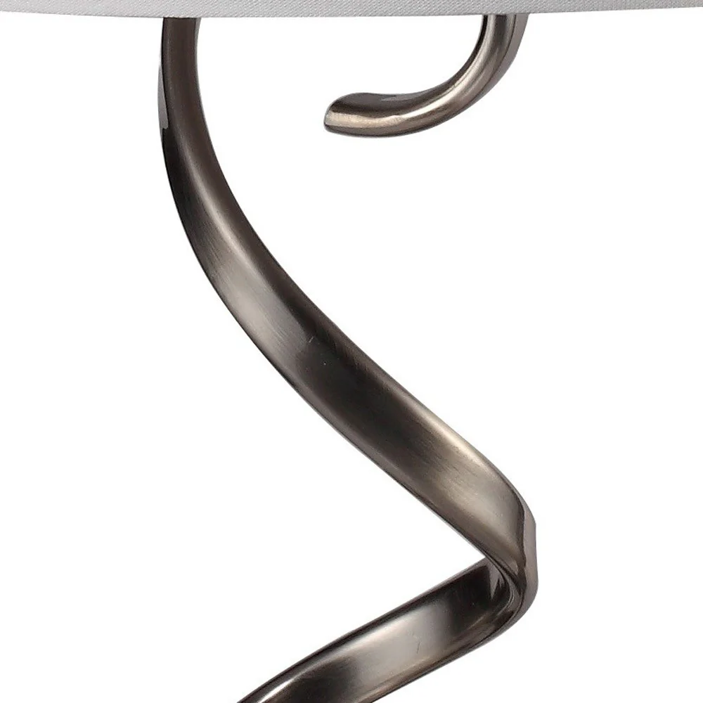 Contemporary Silver Table Lamp with White Shade By Homeroots - 468496 - Image 4