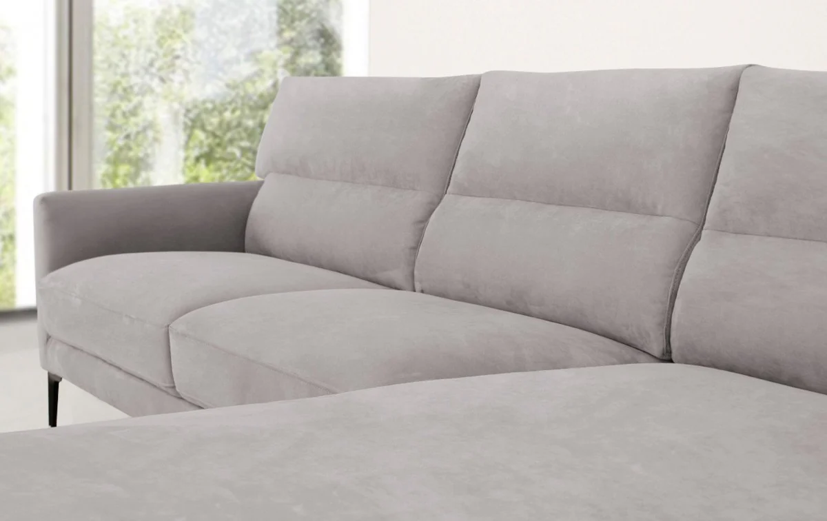 Contemporary Soft Gray Squared Edge Right Facing Sectional Sofa By Homeroots - Image 3