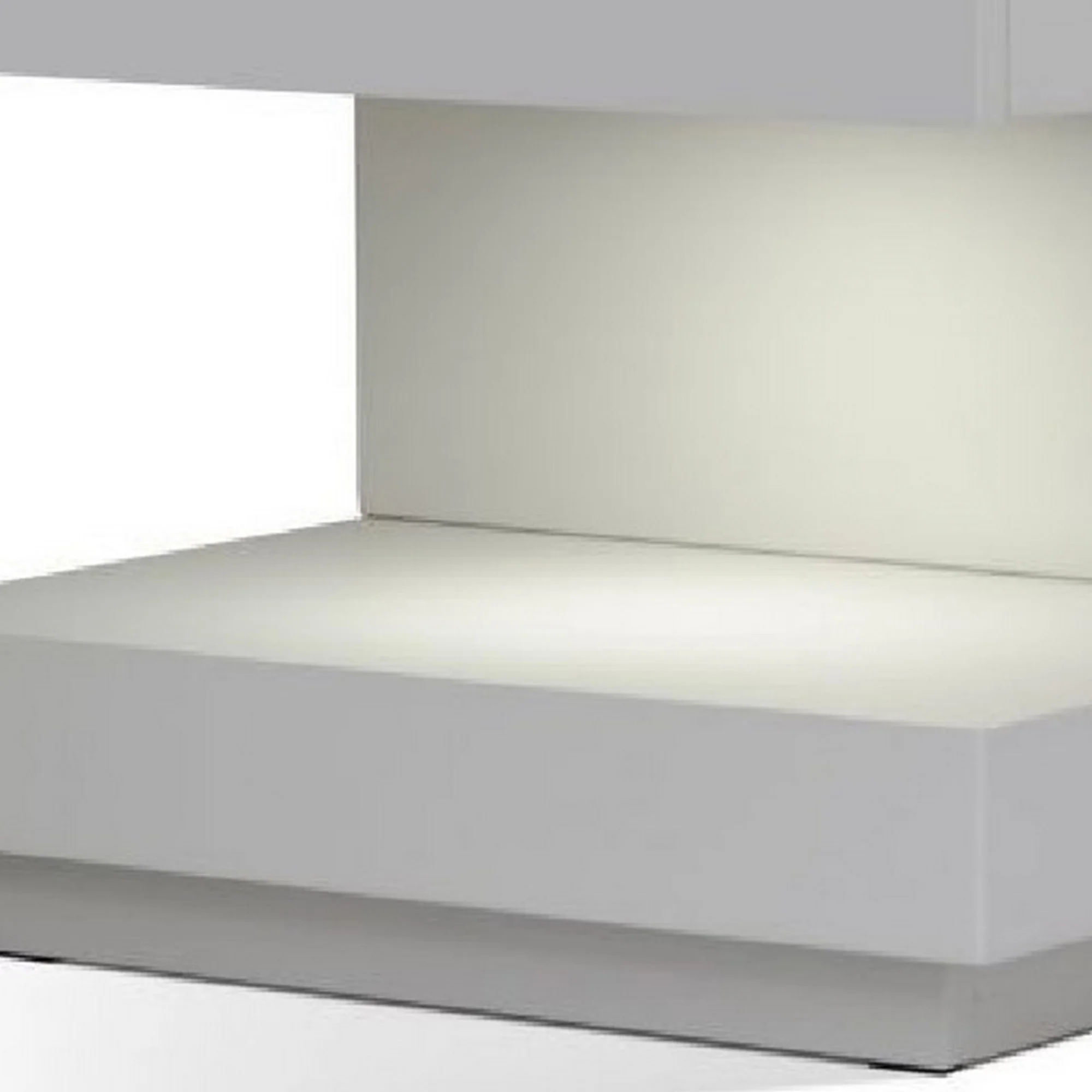 Contemporary Squared C Shaped Wooden Nightstand with LED Light, Gray By Benzara - Image 4