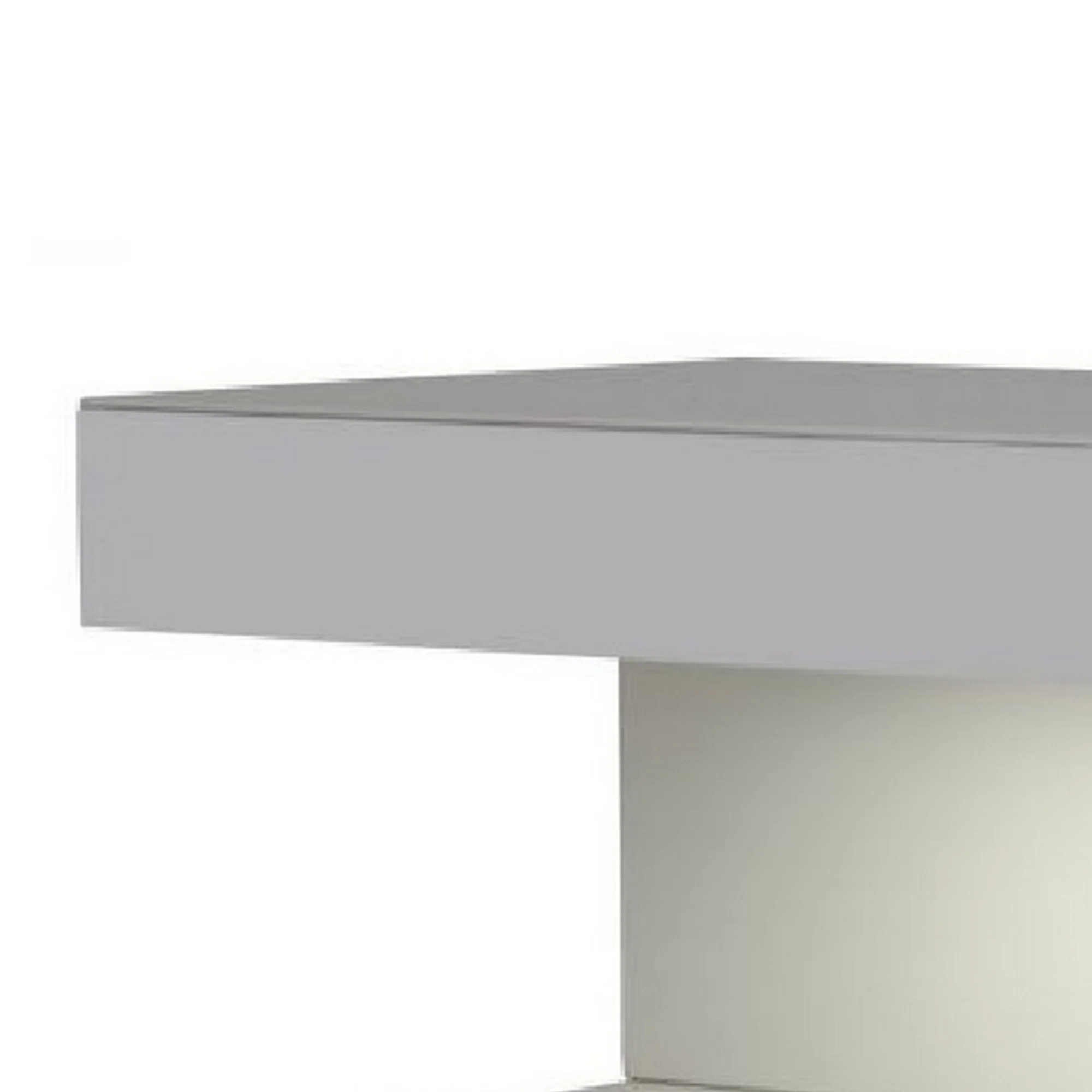 Contemporary Squared C Shaped Wooden Nightstand with LED Light, Gray By Benzara - Image 5