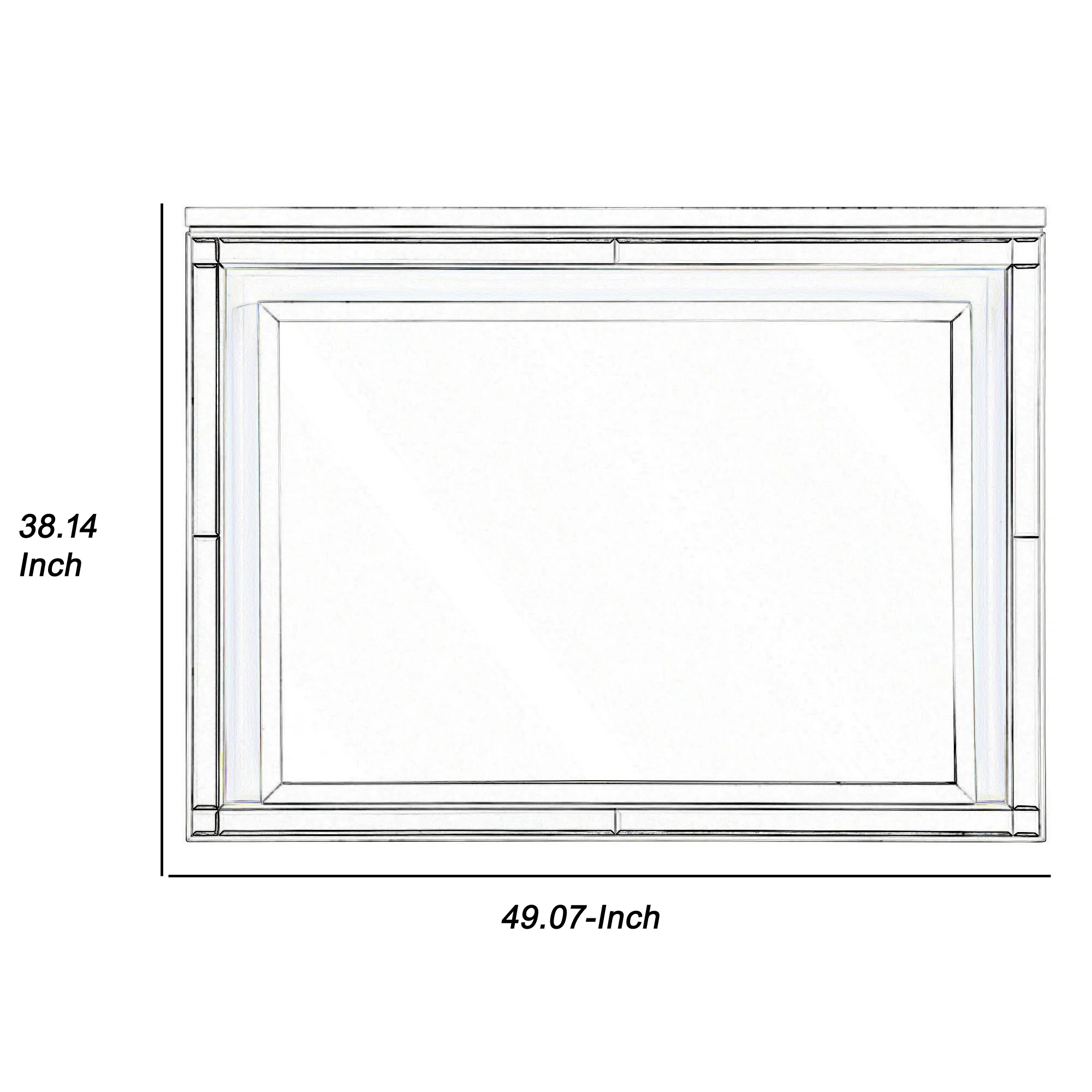 Contemporary Style Beveled Edge Mirror With Led Light, White And Silver By Benzara - Image 3