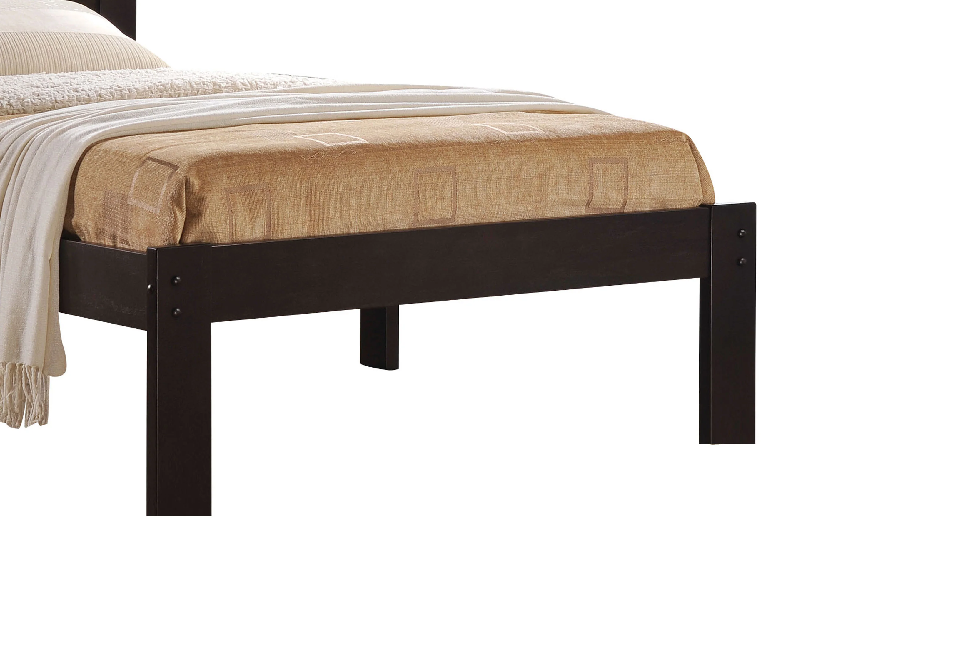 Contemporary Style Wooden Twin Size Bed With Slatted Headboard, Brown By Benzara - Image 3