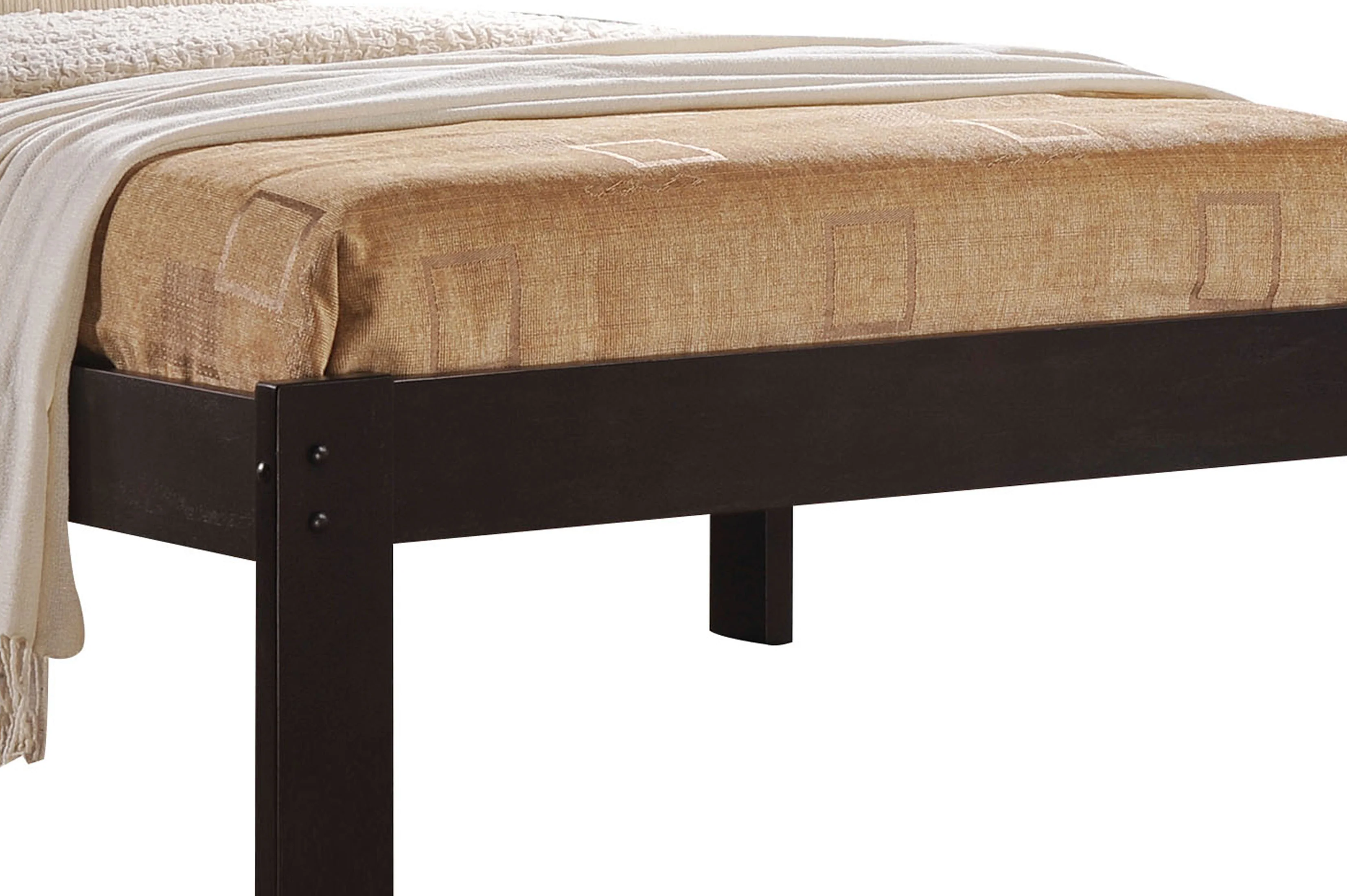 Contemporary Style Wooden Twin Size Bed With Slatted Headboard, Brown By Benzara - Image 4