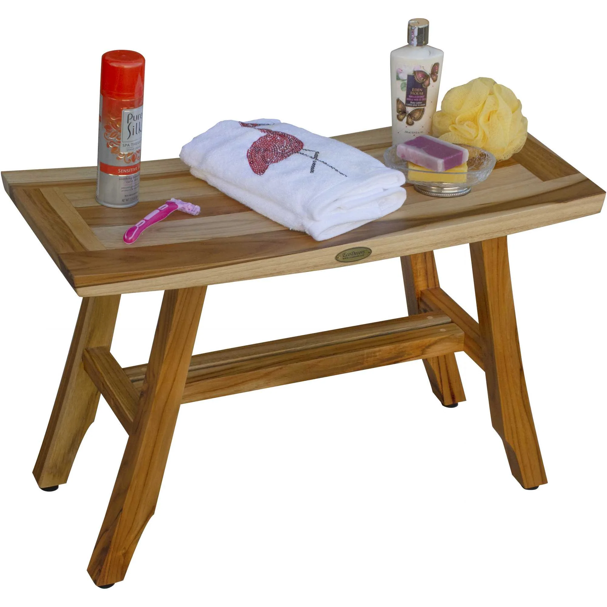 Contemporary Teak Shower Bench in Natural Finish By Homeroots - Image 6
