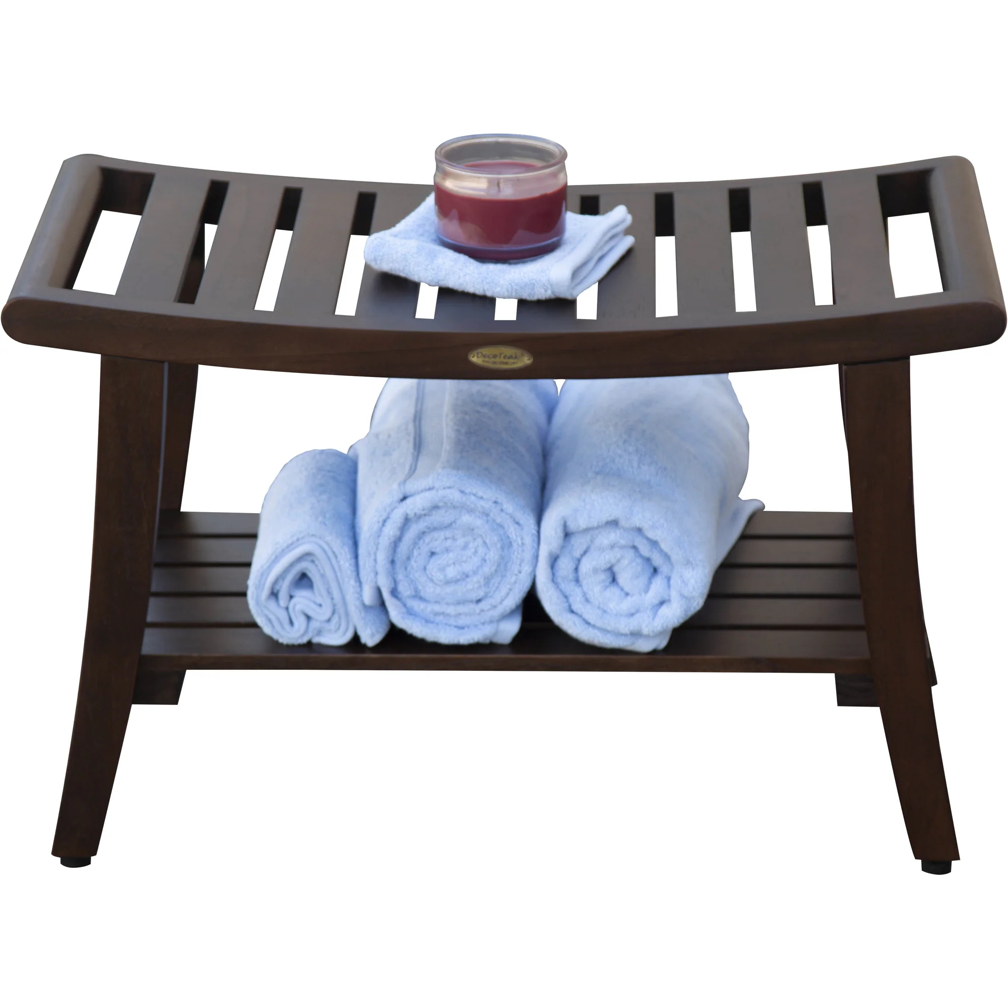 Contemporary Teak Shower Bench with Handles in Brown Finish By Homeroots - Image 6