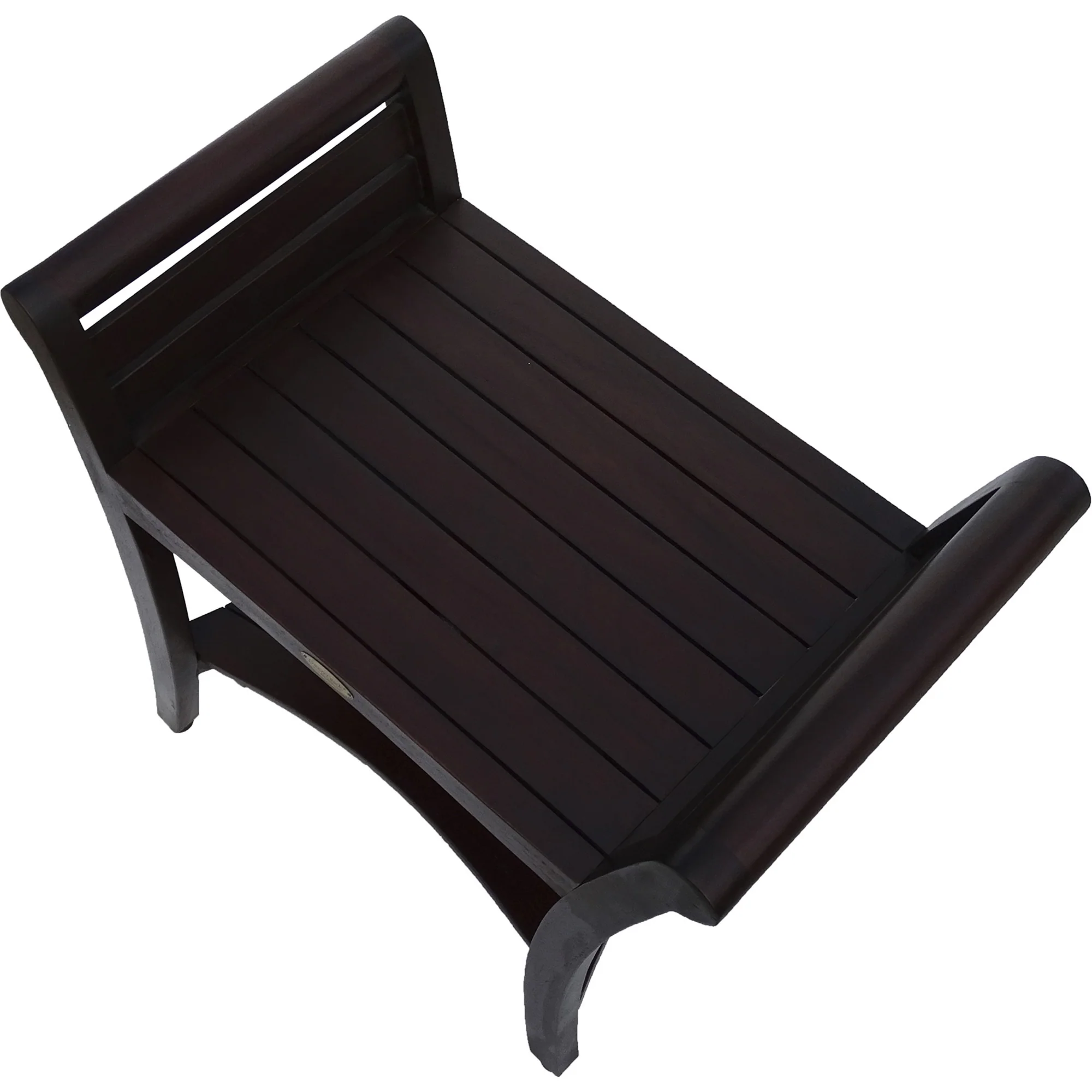 Contemporary Teak Shower bench with Handles in Dark Brown By Homeroots - Image 4