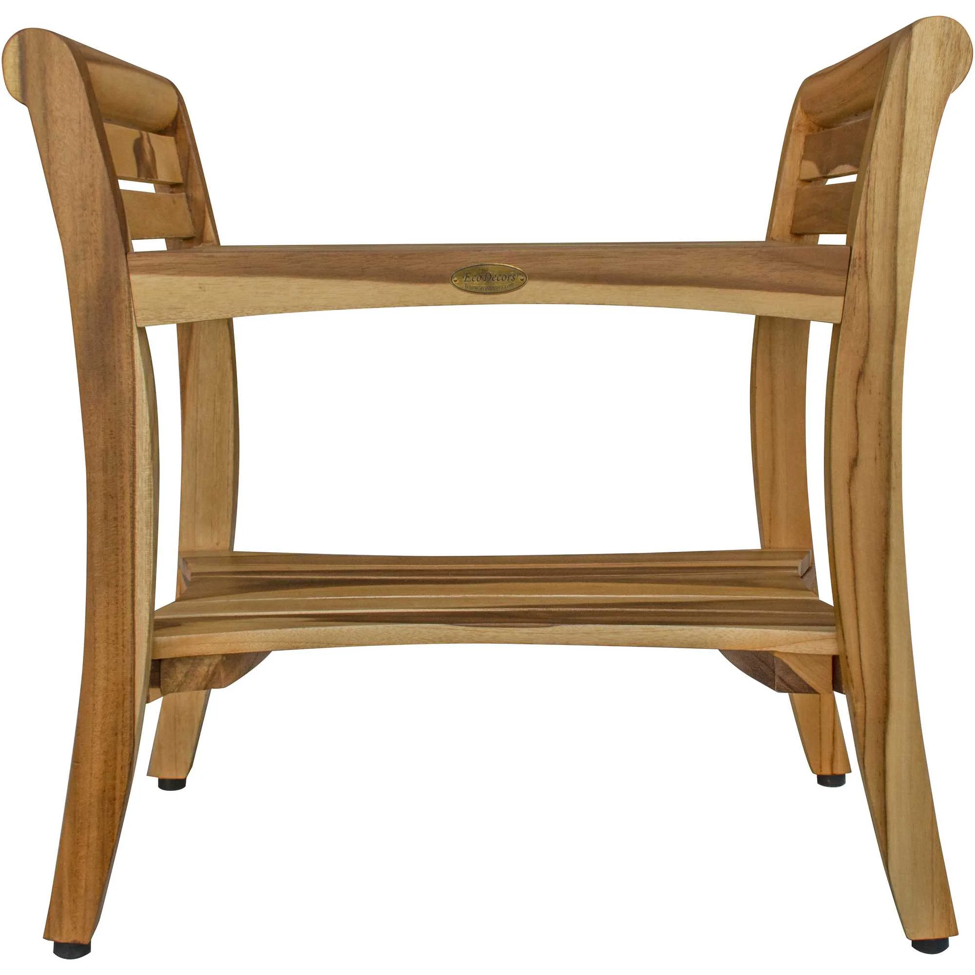 Contemporary Teak Shower bench with Handles in Natural Finish By Homeroots - Image 3
