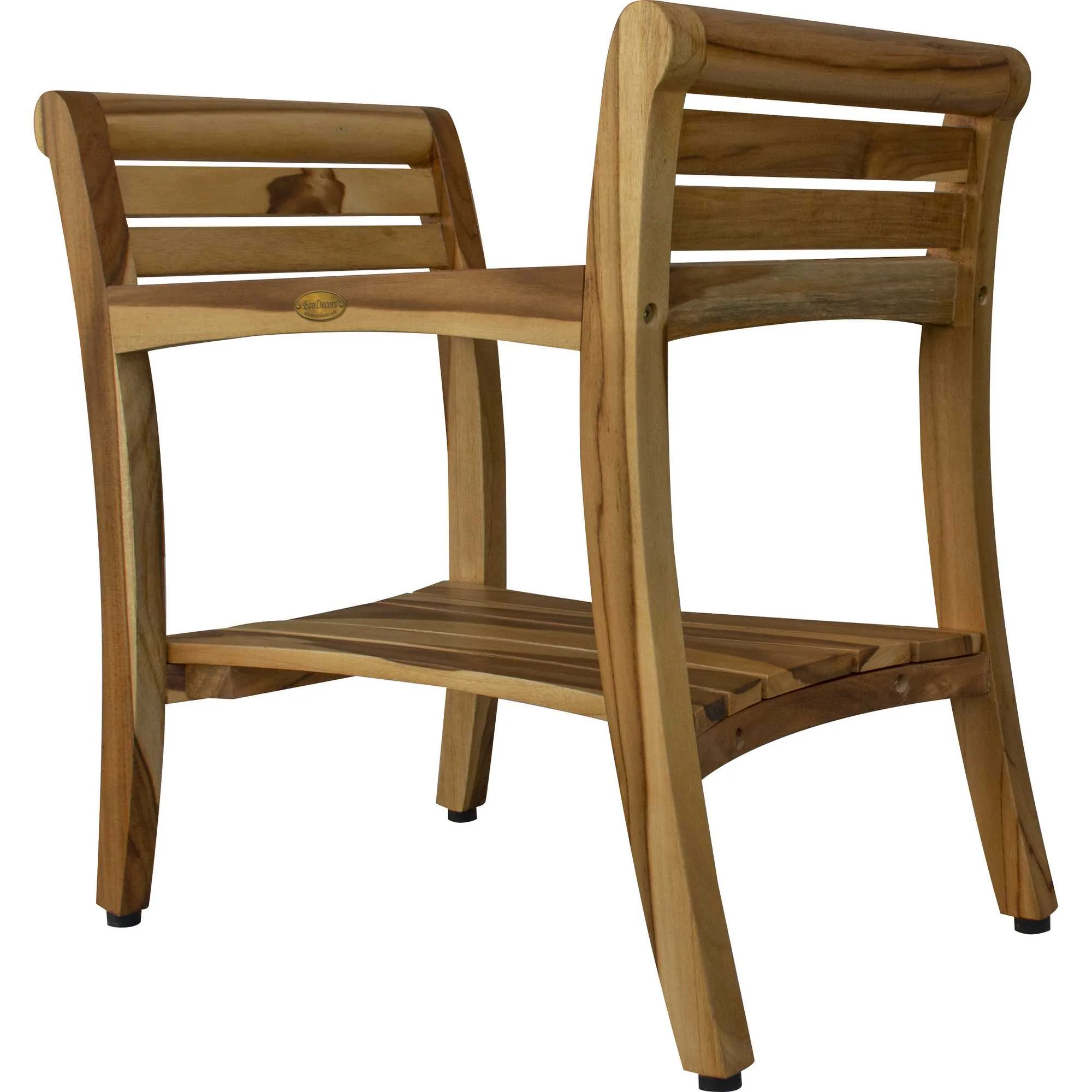 Contemporary Teak Shower bench with Handles in Natural Finish By Homeroots - Image 4