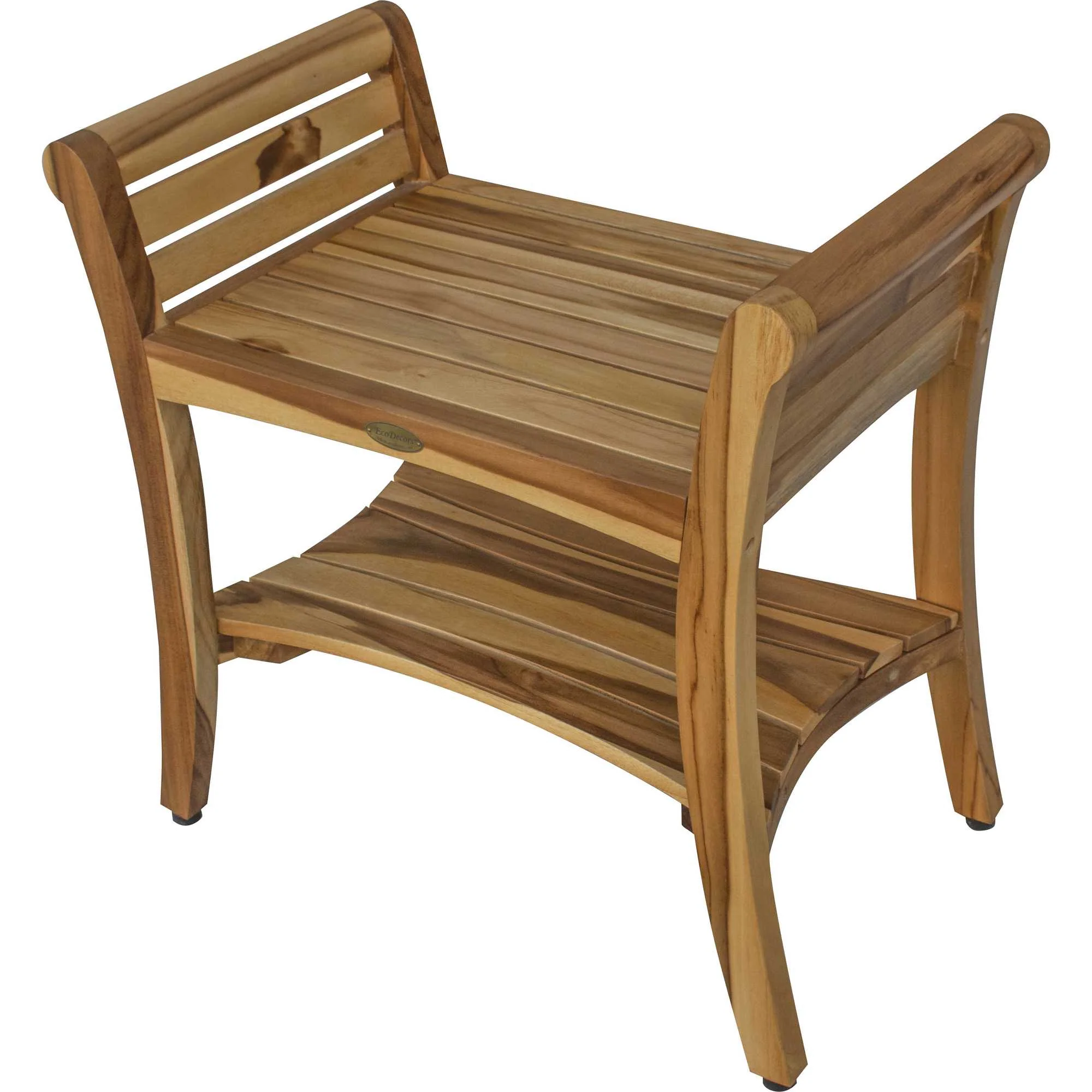 Contemporary Teak Shower bench with Handles in Natural Finish By Homeroots - Image 5