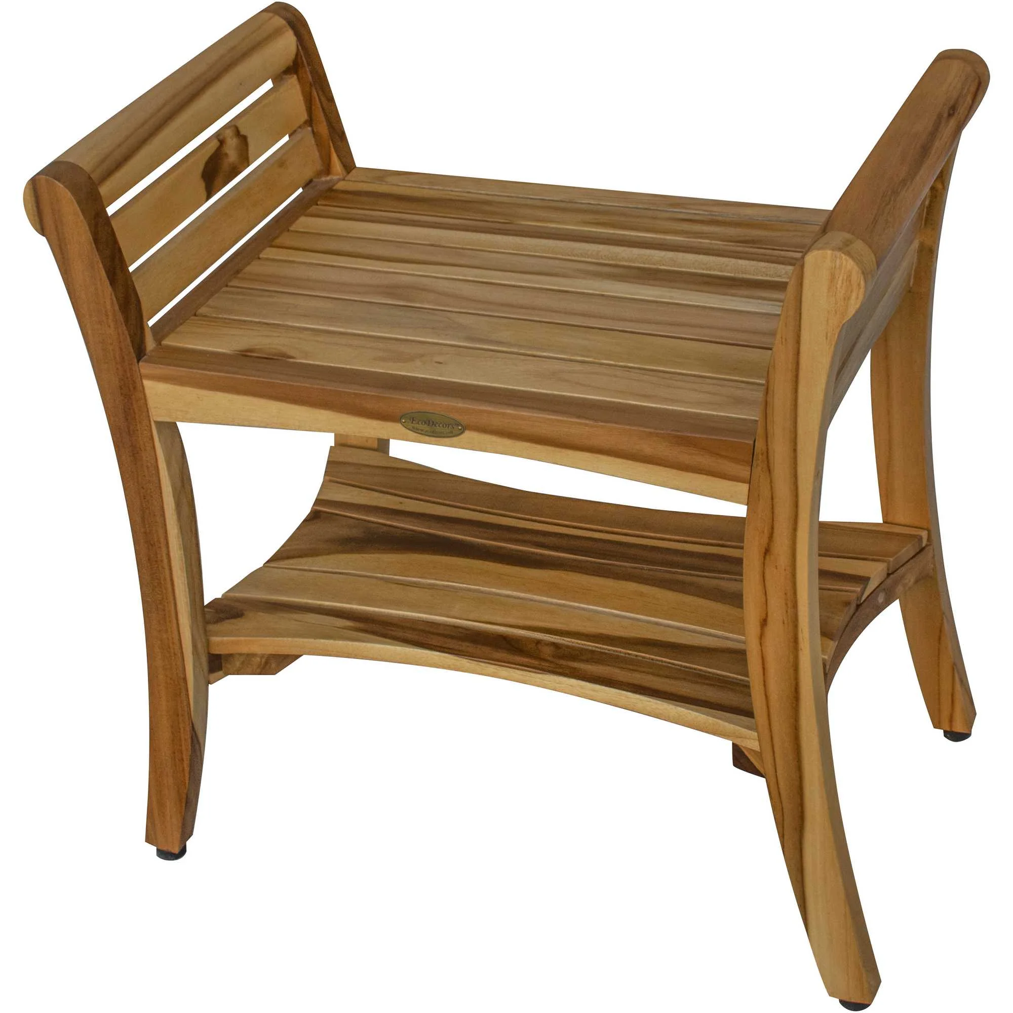 Contemporary Teak Shower bench with Handles in Natural Finish By Homeroots - Image 6