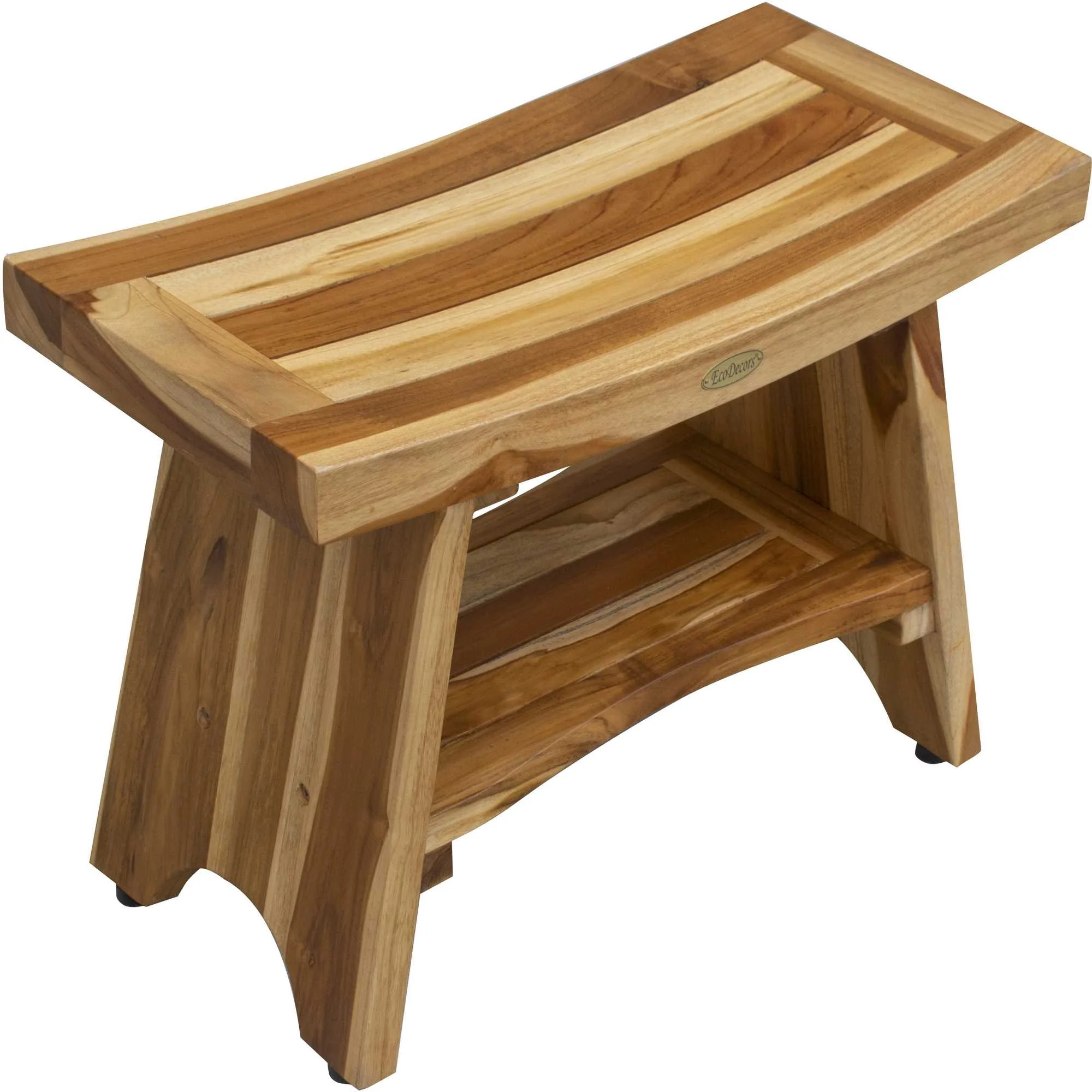 Contemporary Teak Shower Bench with Shelf in Natural Finish By Homeroots - 376728 - Image 2