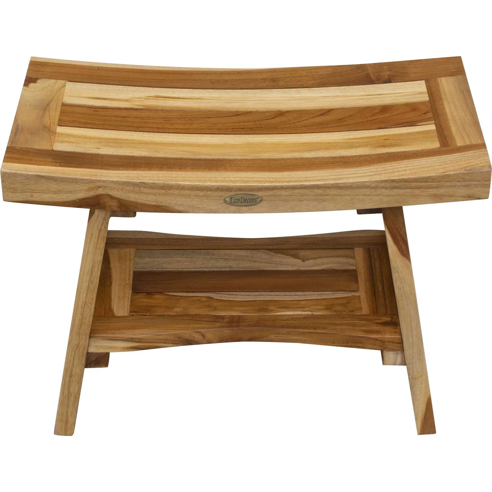 Contemporary Teak Shower Bench with Shelf in Natural Finish By Homeroots - 376728 - Image 3