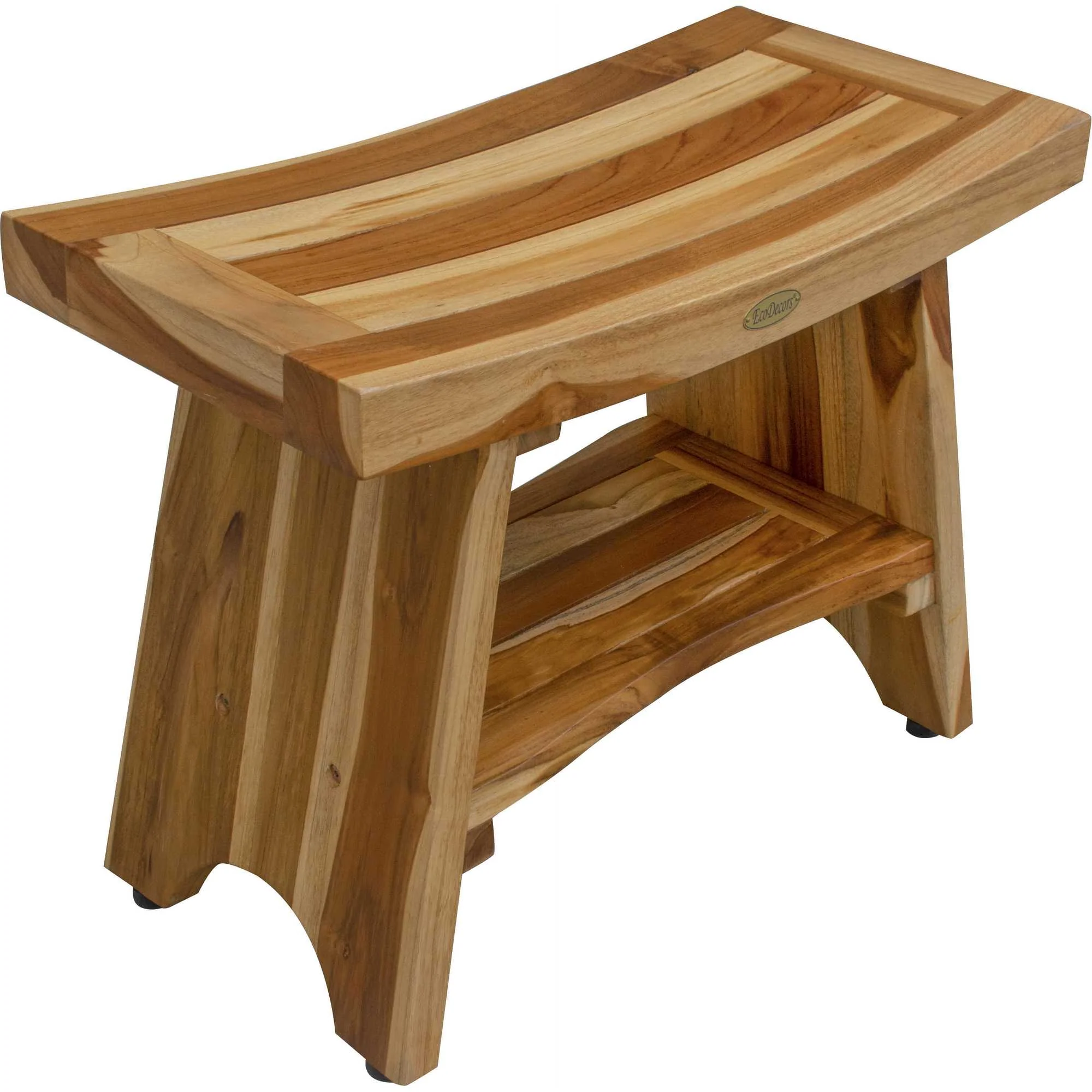 Contemporary Teak Shower Bench with Shelf in Natural Finish By Homeroots - 376728 - Image 4