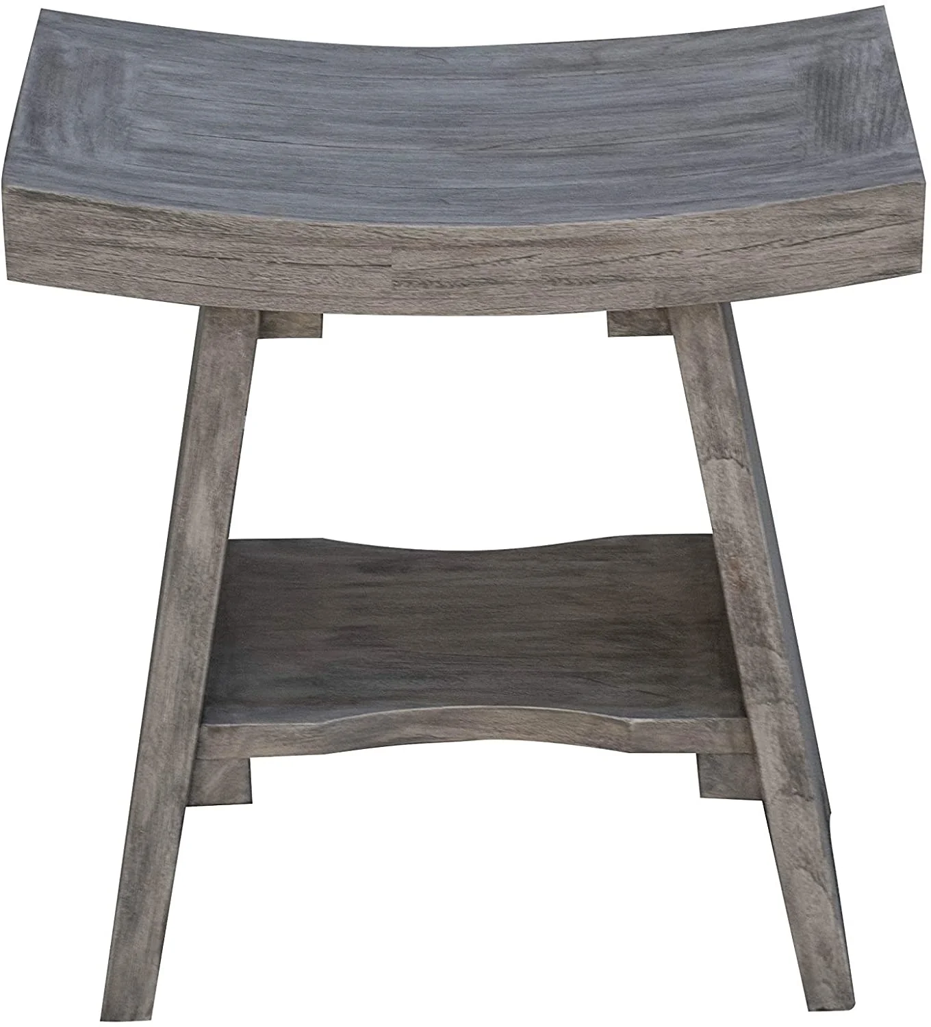 Contemporary Teak Shower or Bench with Shelf in Gray Finish By Homeroots - Image 2