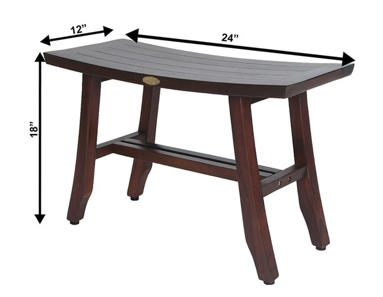 Contemporary Teak Shower Stool or Bench in Brown Finish By Homeroots - Image 3