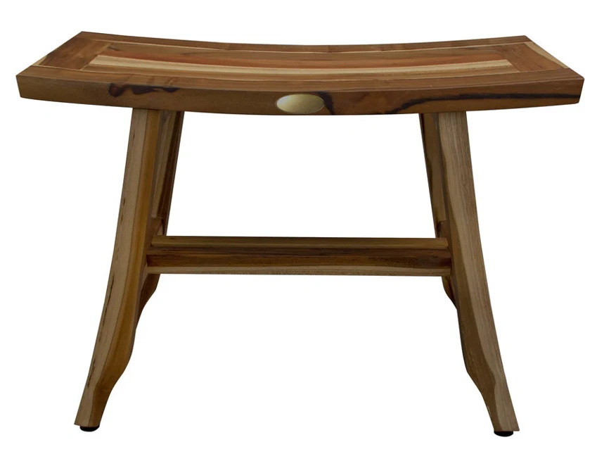 Contemporary Teak Shower Stool or Bench in Natural Finish By Homeroots - Image 3