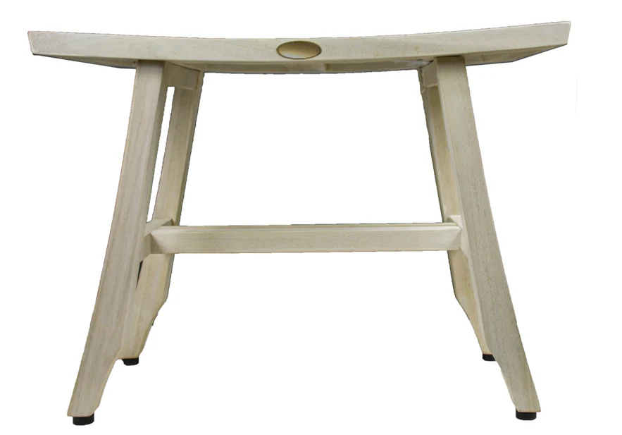 Contemporary Teak Shower Stool or Bench in Whitewash Finish By Homeroots - Image 2