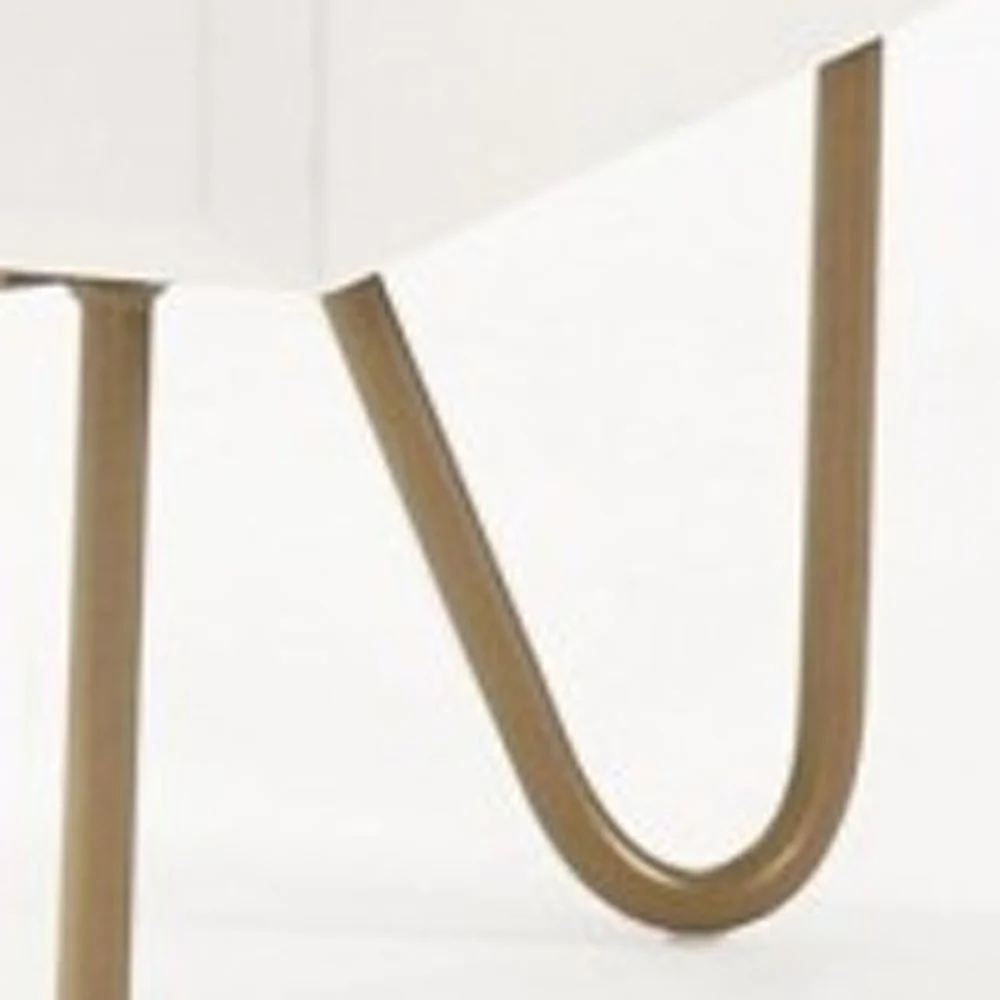 Contemporary White And Gold Nightstand With Two Drawers By Homeroots - Image 3